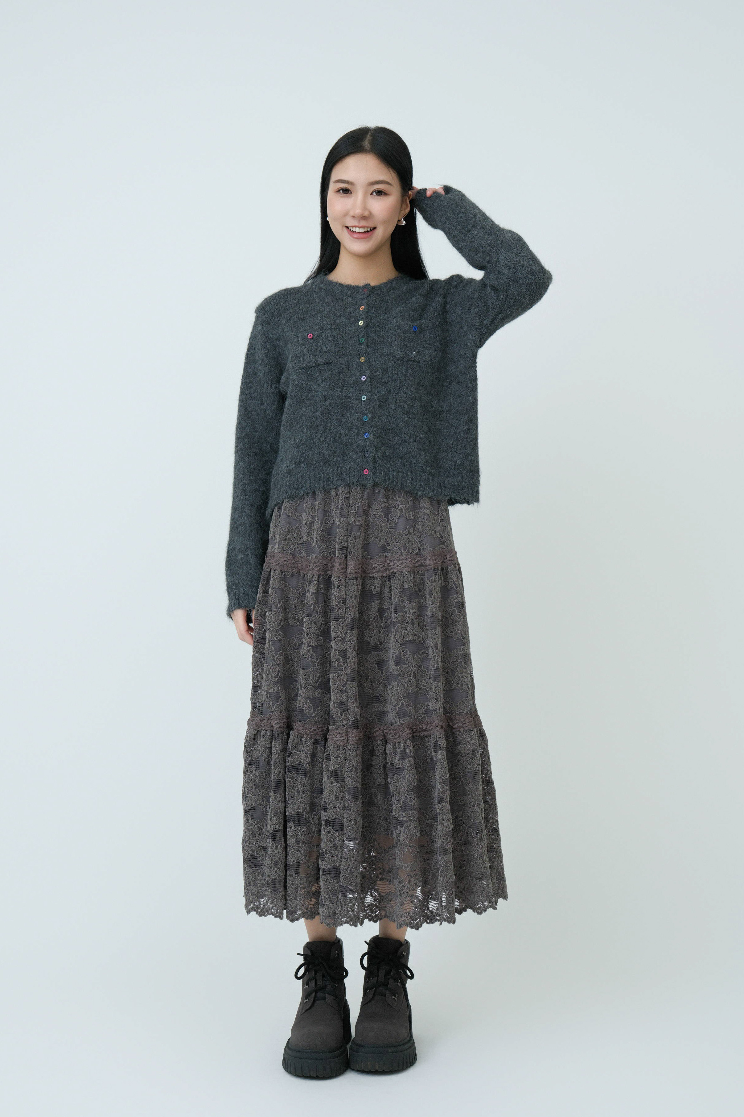 彩色鈕扣morhair cardigan (現貨款式）