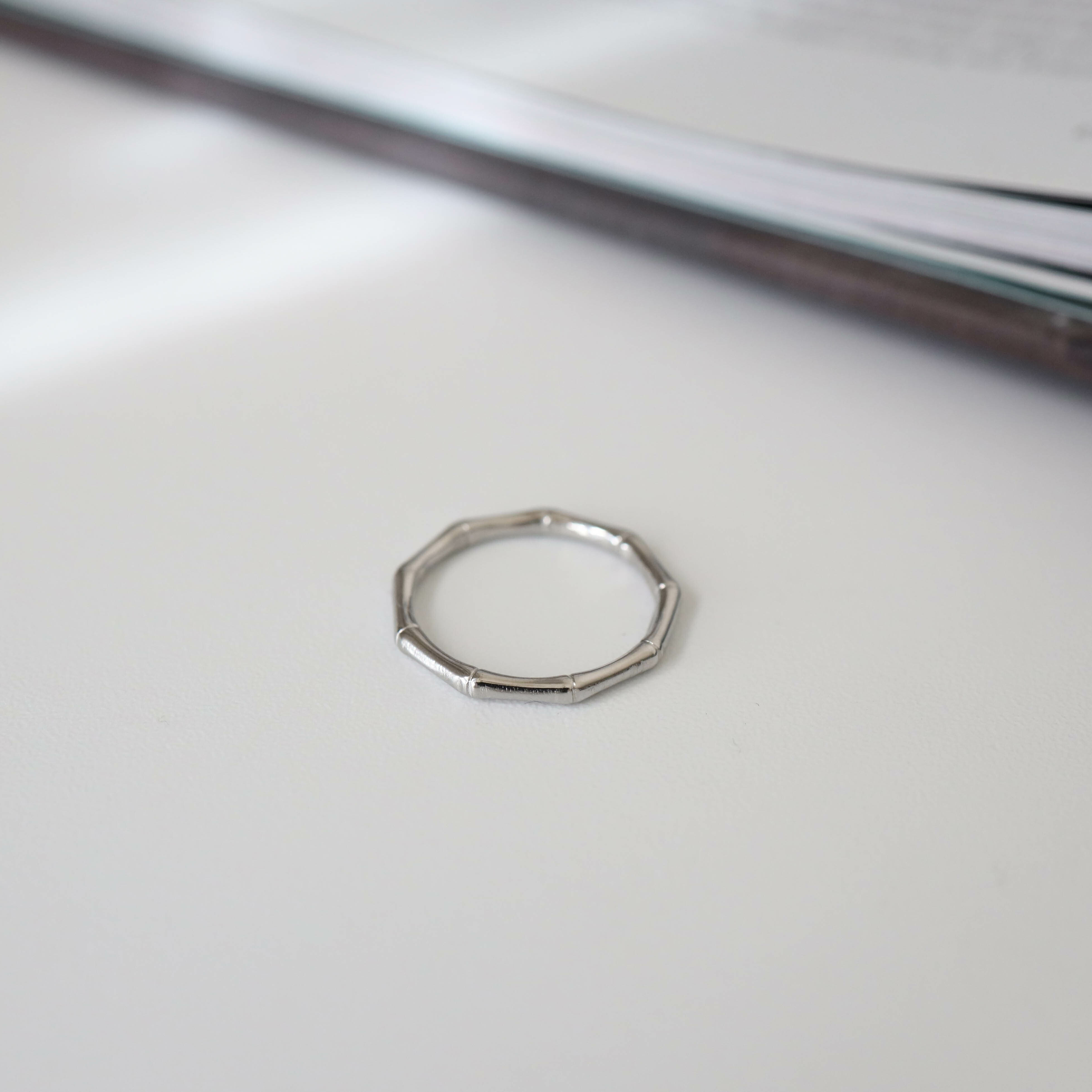 不怕水竹節造型鋼戒