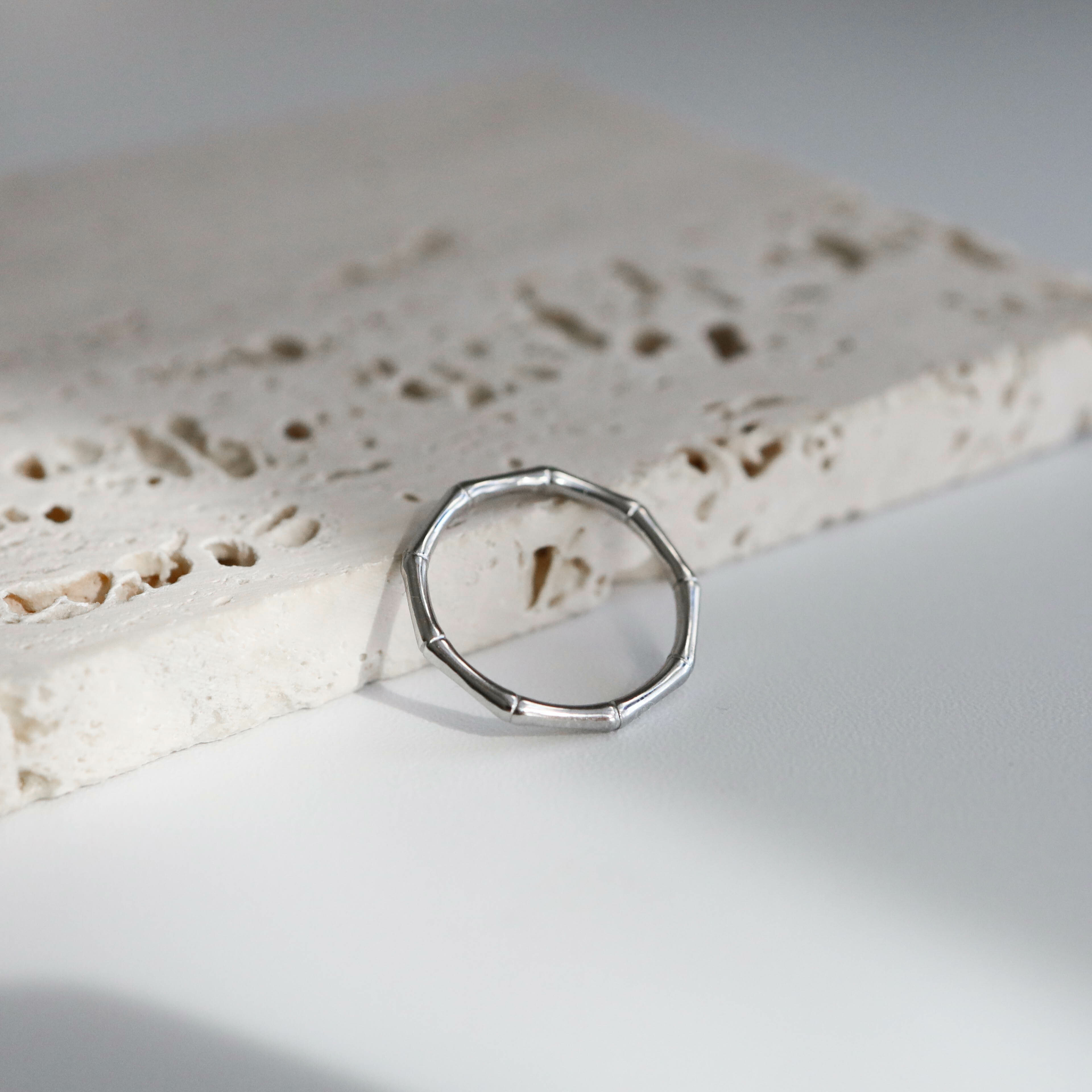 不怕水竹節造型鋼戒