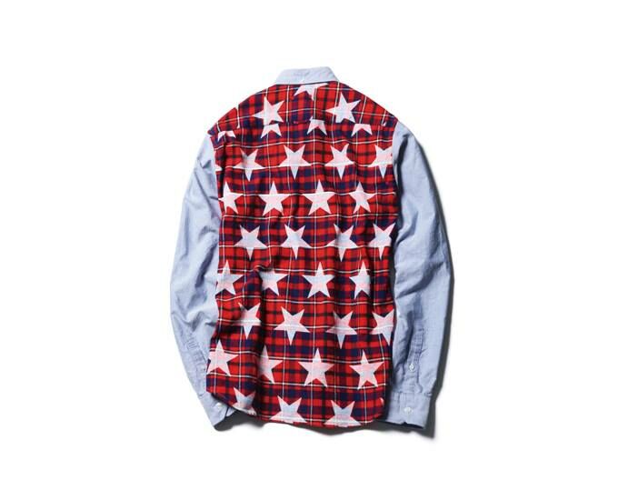 2014AW SOPHNET BIG STAR BACK PANEL OX B.D SHIRT 余文樂 著用款 長袖 拼接 星星 襯衫 現貨