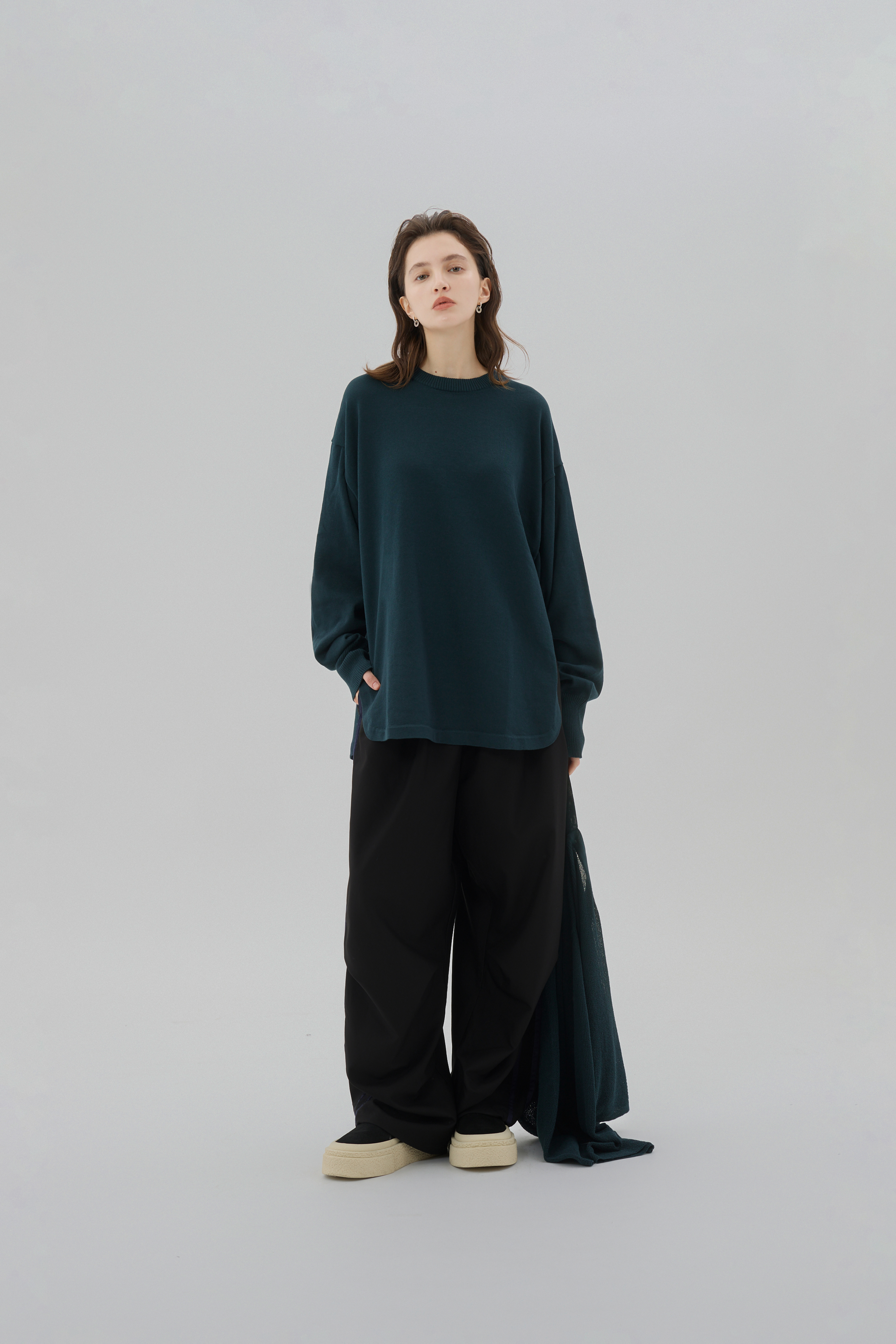 2-Piece Turtleneck Knit Top｜Dark Teal