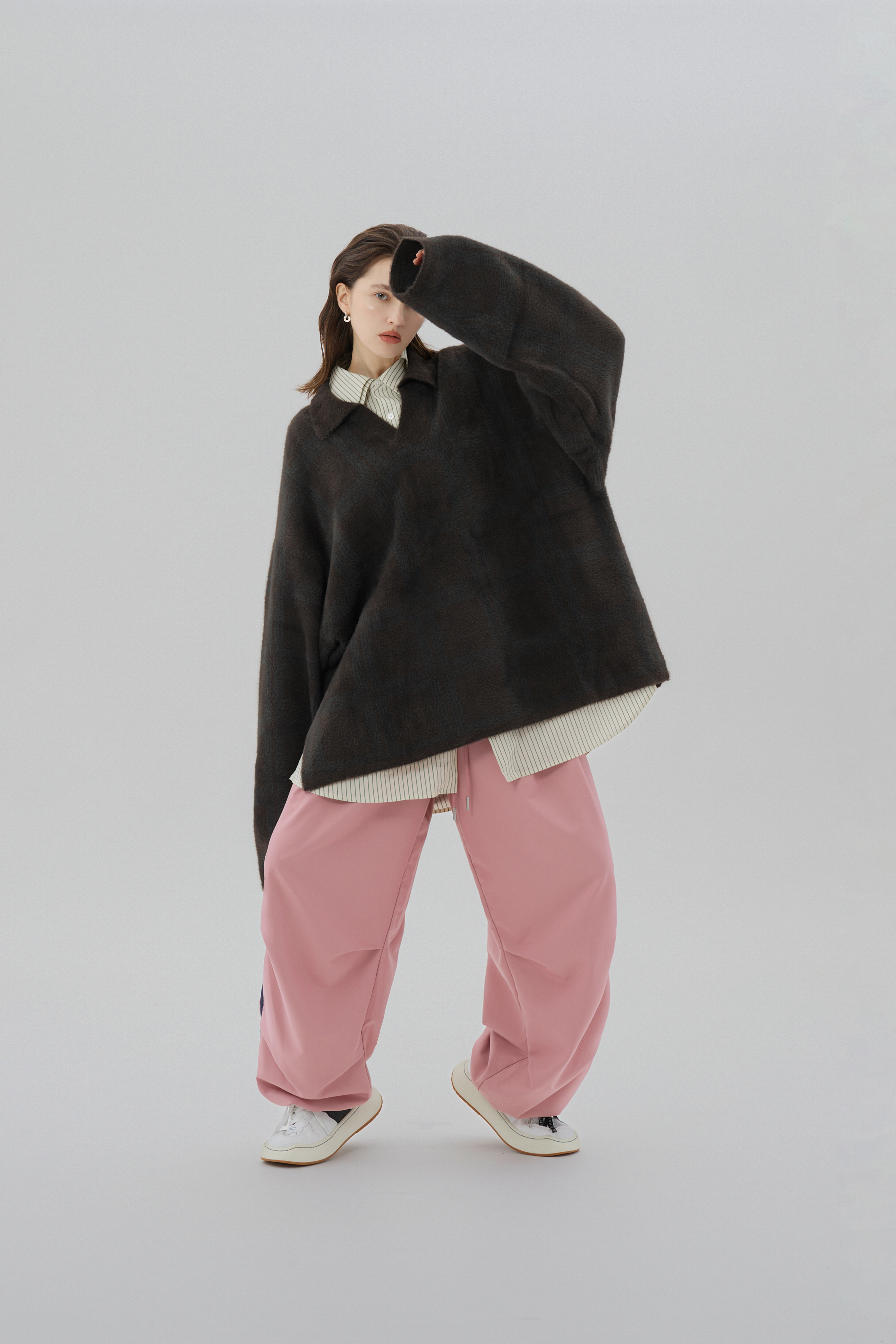 Polo Fuzzy Plaid Sweater｜Chocolate