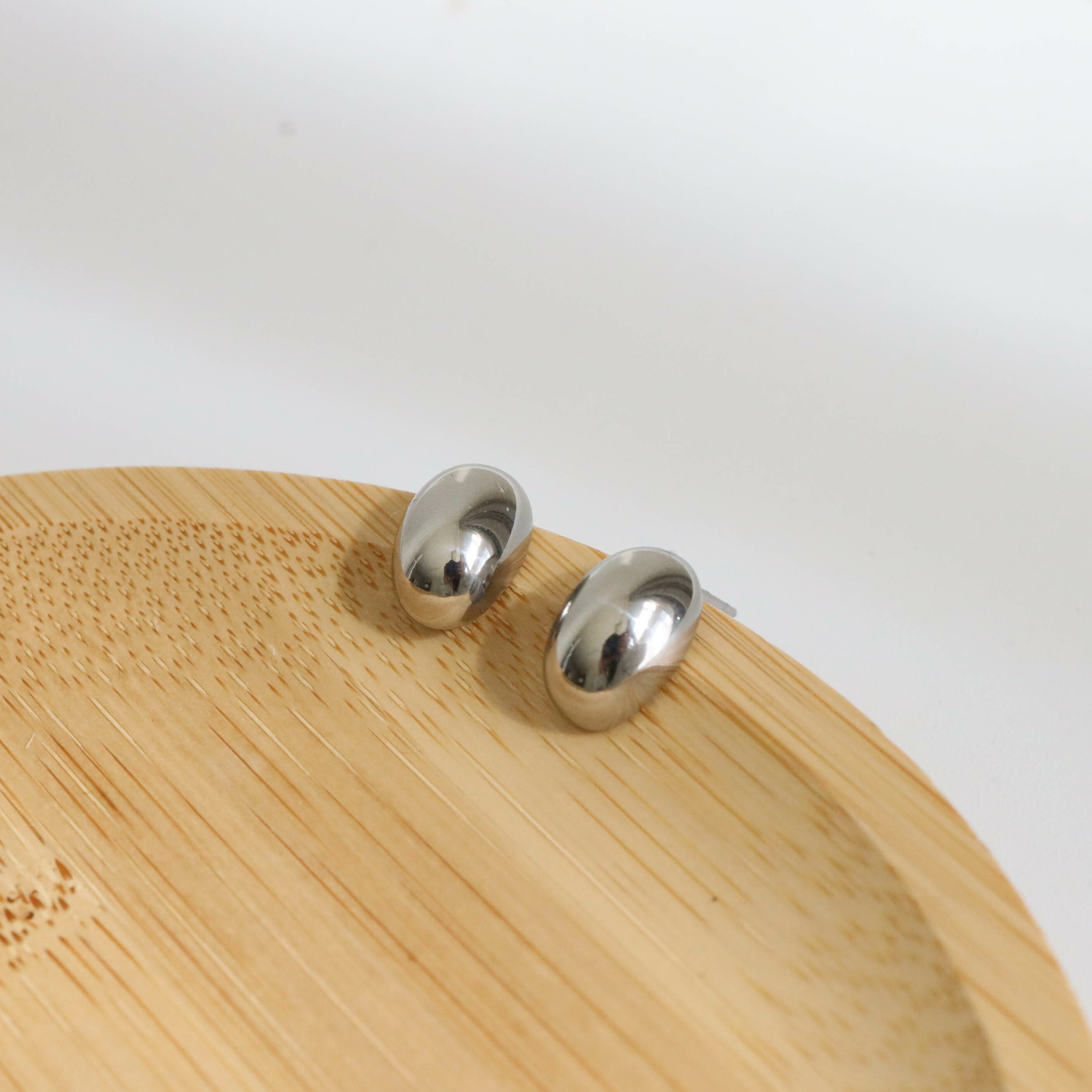 不怕水立體半橢圓耳針式耳環