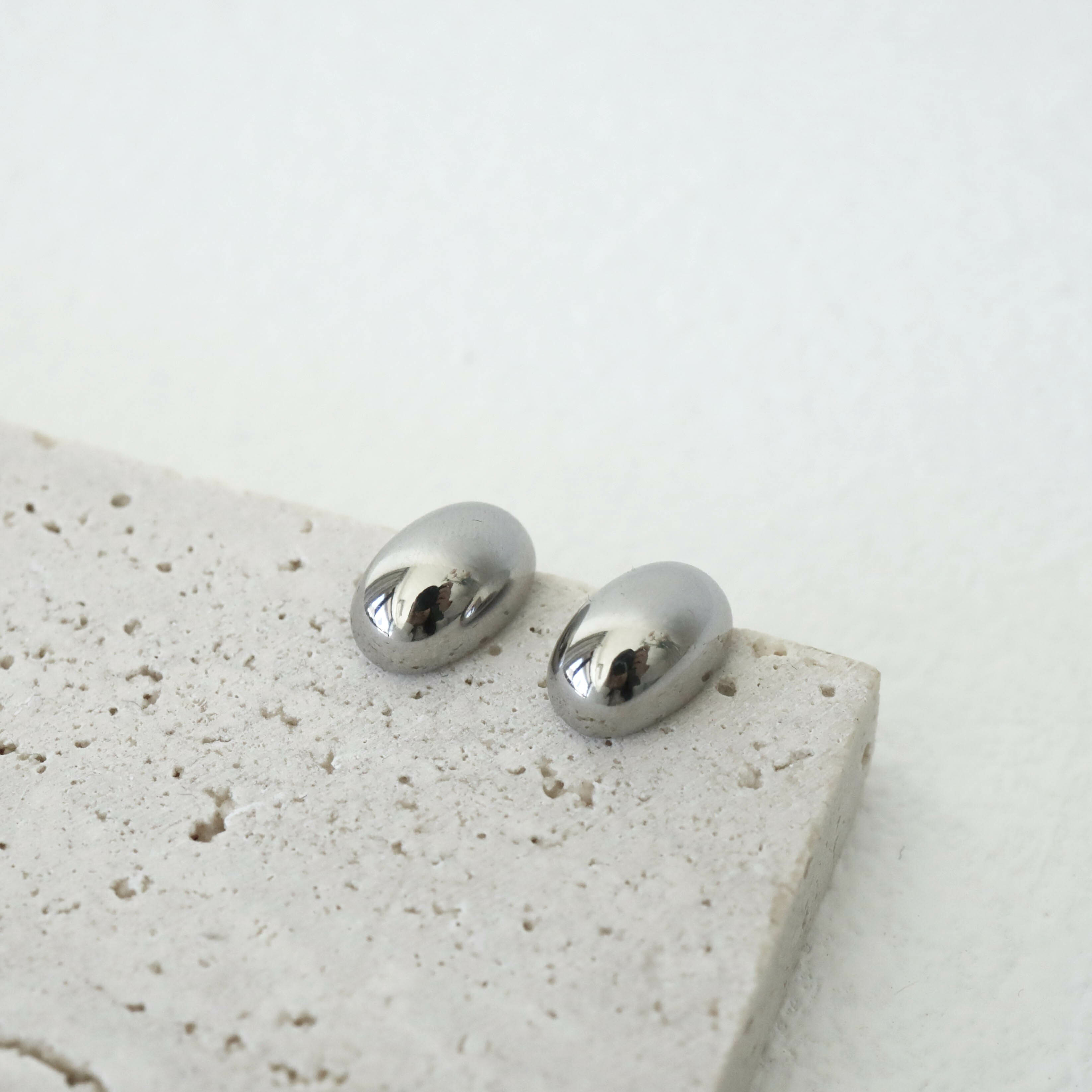 不怕水立體半橢圓耳針式耳環