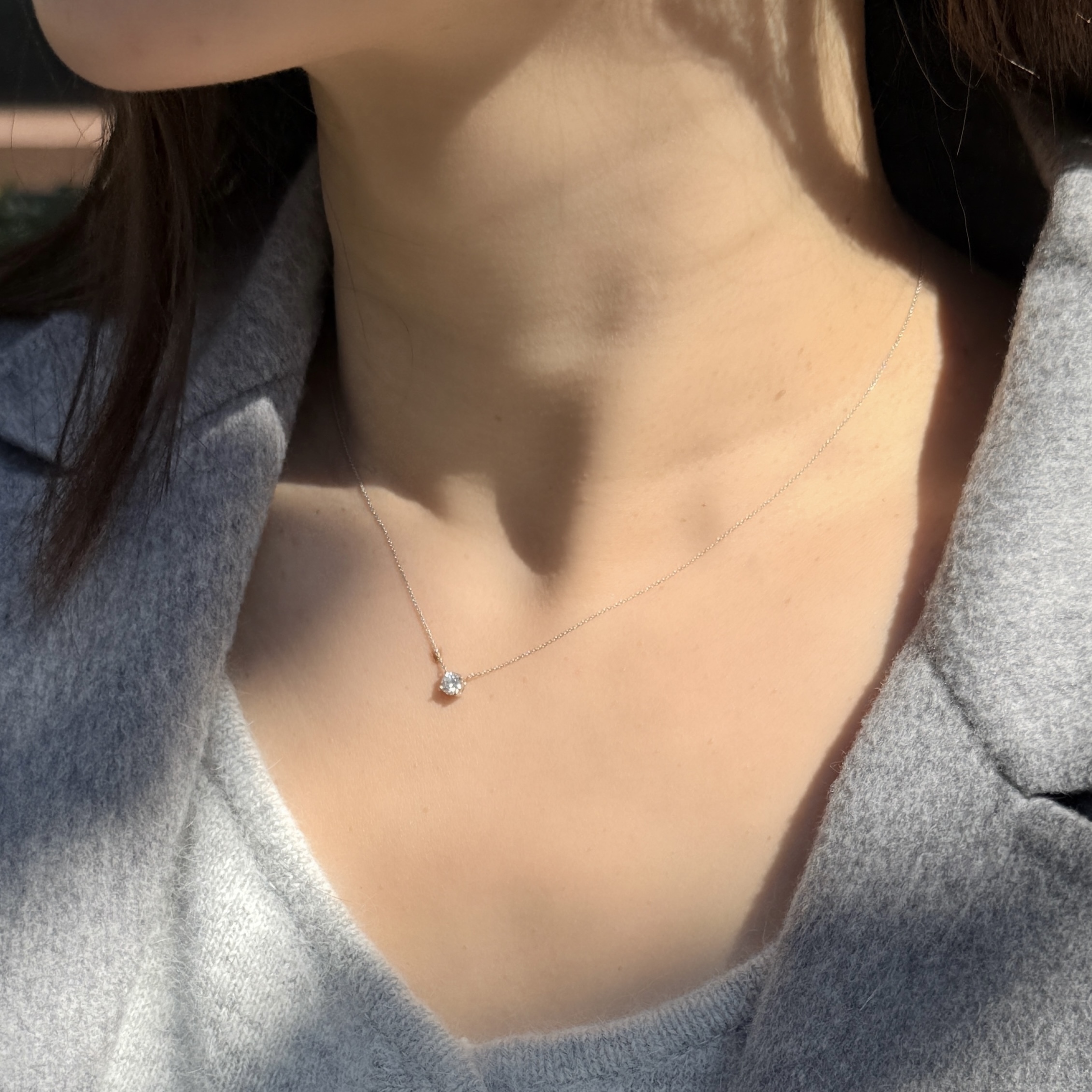 14K經典四爪30分真鑽項鍊