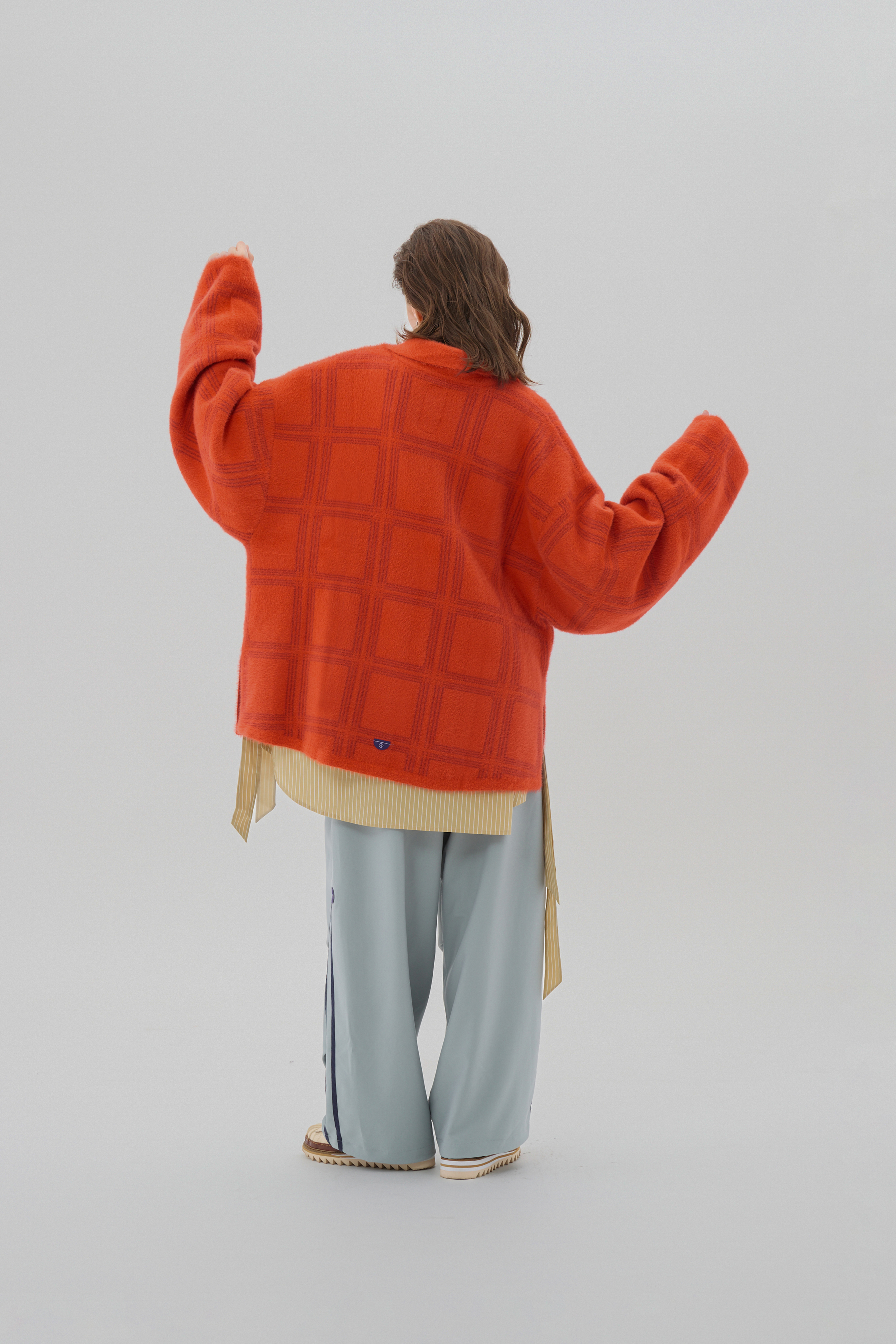 Polo Fuzzy Plaid Sweater｜Orange