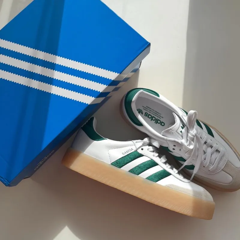 ADIDAS SAMBAE W 復古焦糖厚底 白綠 (6月最新優惠!)