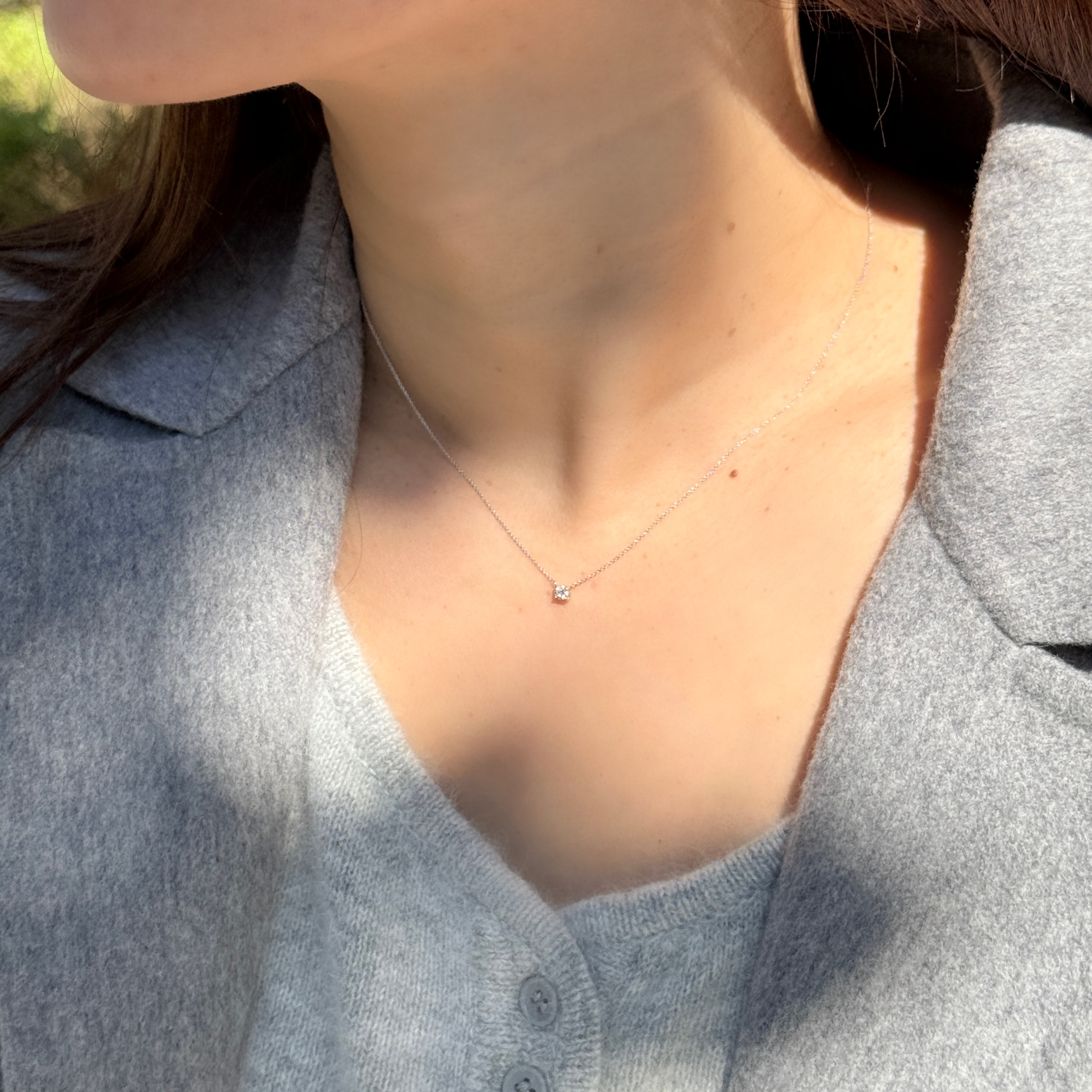 14K經典四爪10分真鑽項鍊