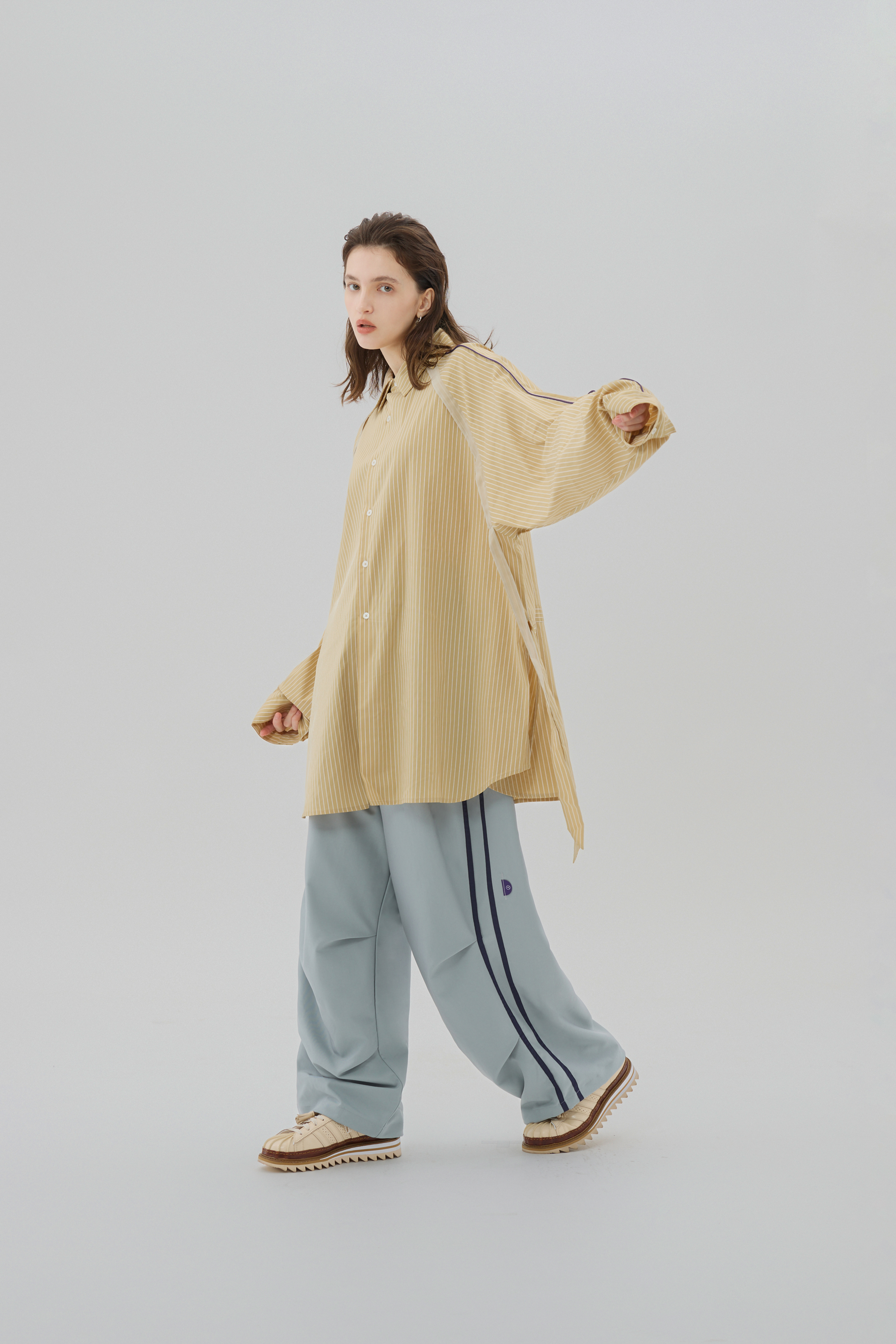 Signature Oversized Striped Shirt｜Gold