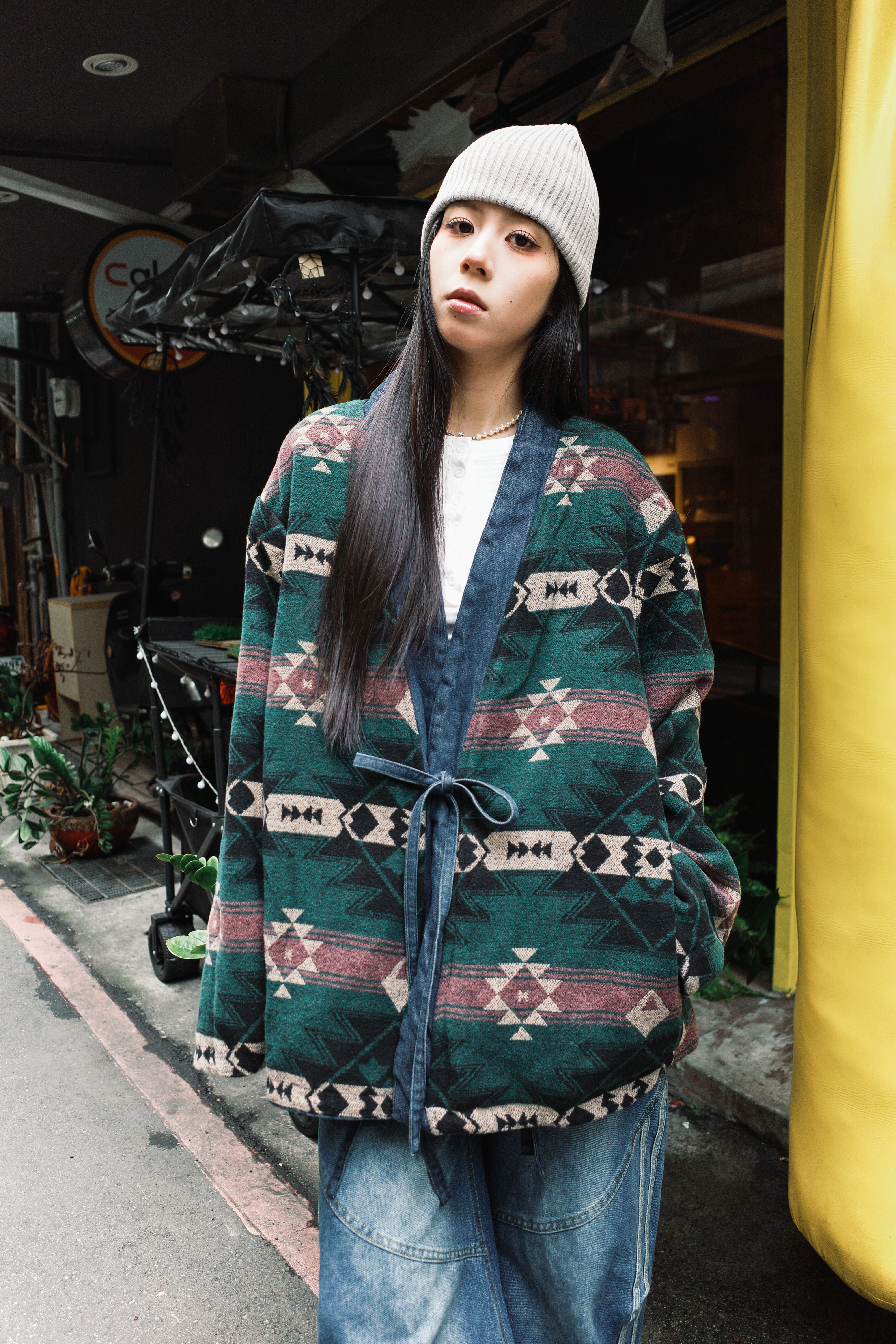 『Always_Good』雙面穿 民族風 牛仔 綁帶 外套