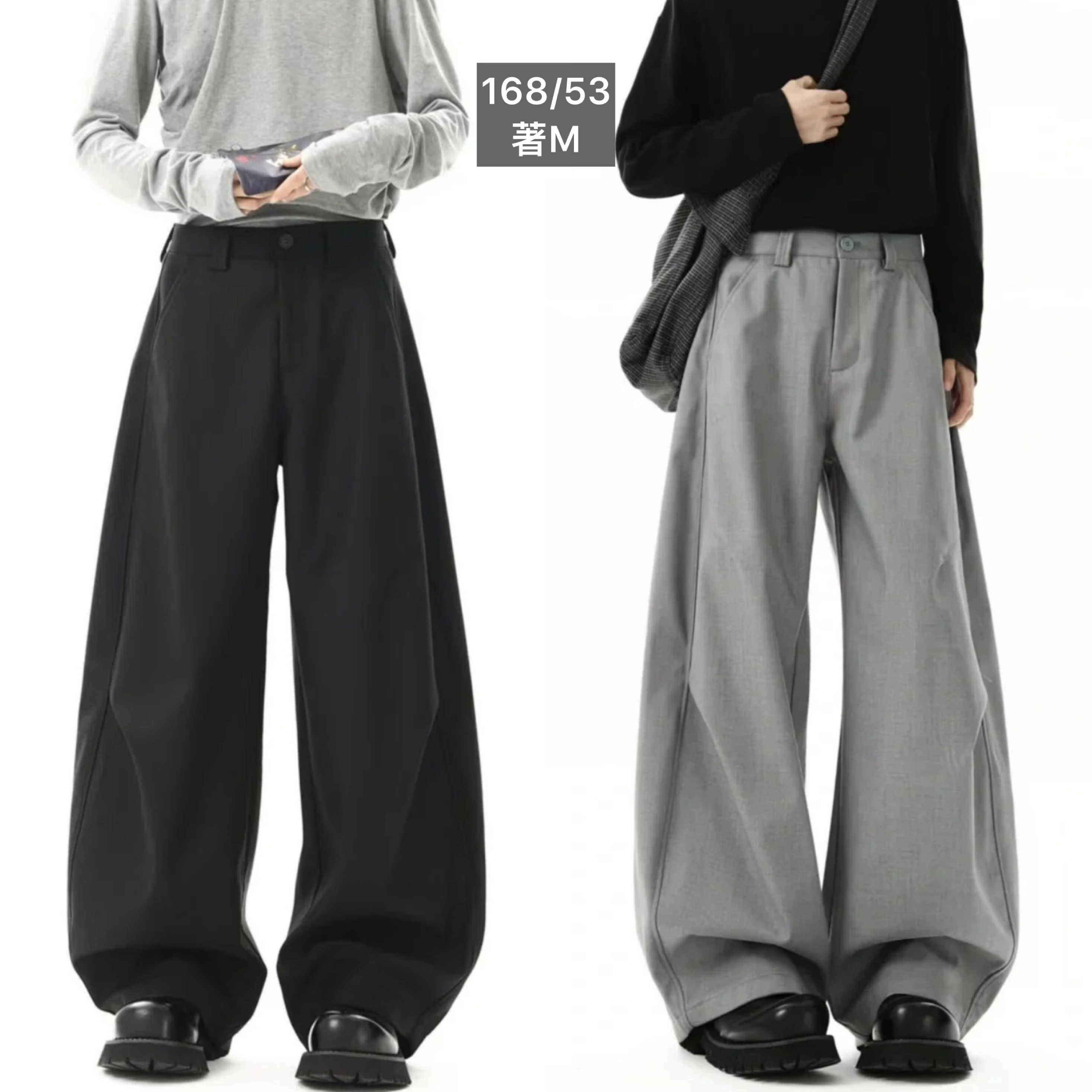 <胸以下都是腿>IVORY Wide Suit Pants 休閒 寬版 西裝褲 寬褲 黑 灰【CK6581】