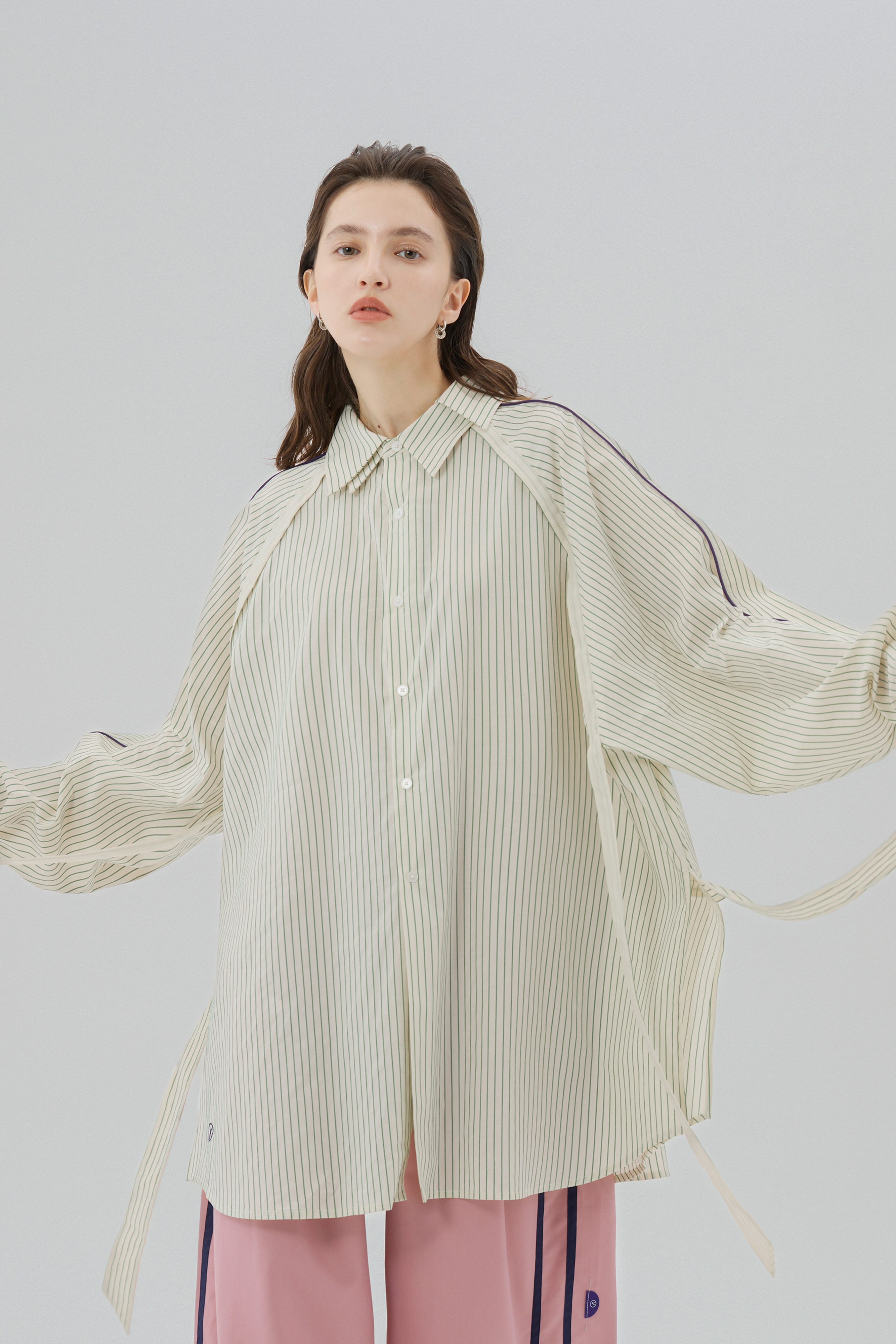 Signature Oversized Striped Shirt｜Rice