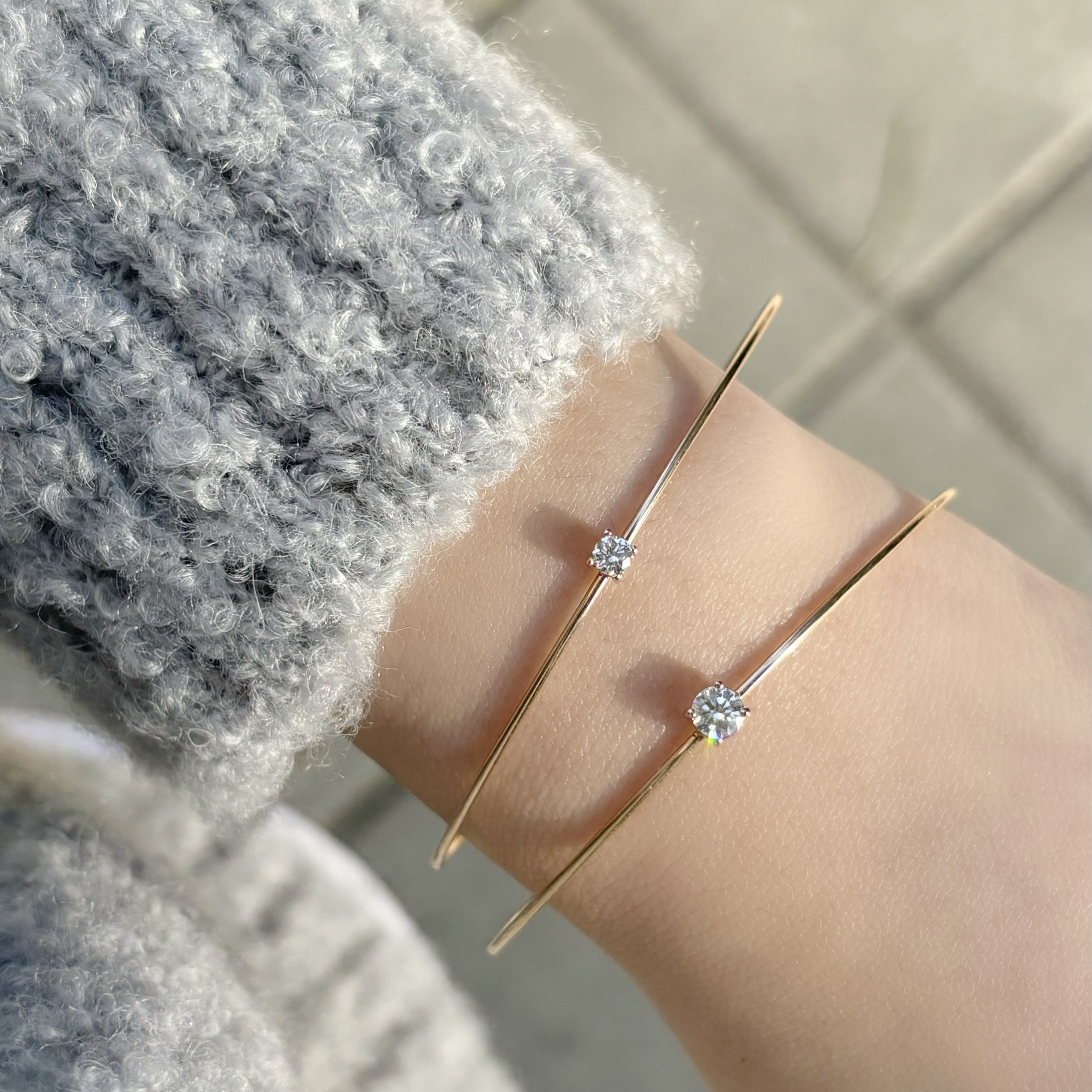 14K經典四爪真鑽記憶手鐲