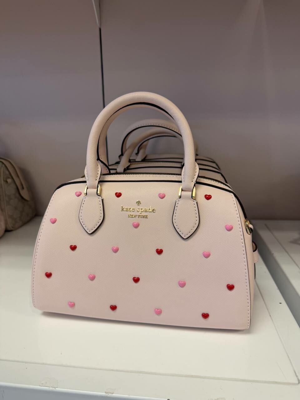 [U] KATE SPADE KK211 MADISON HEART STUDS DUFFLE CB, POWDERED S, 196021588617 (UK570)
