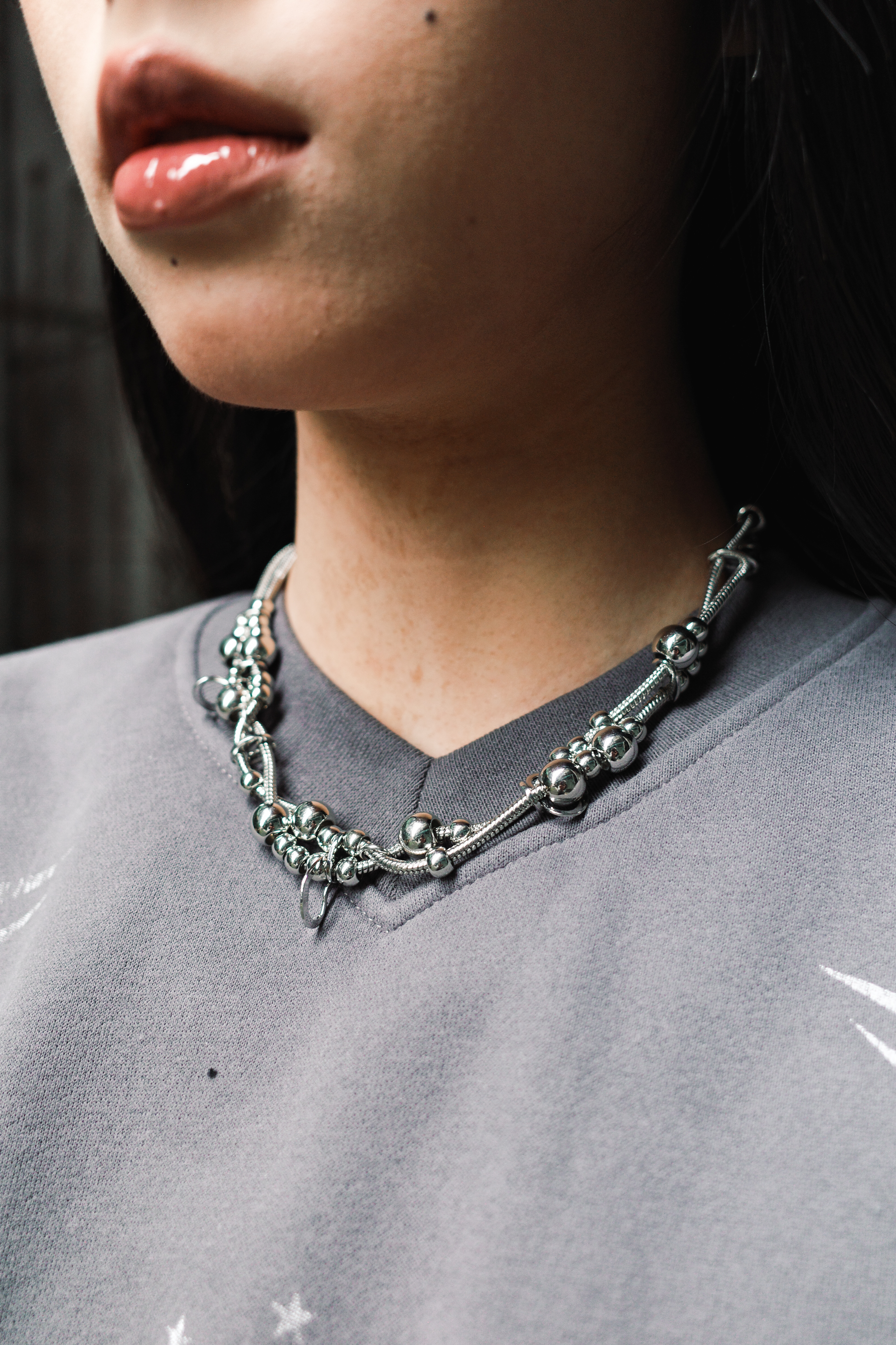 『Always_Good』多層愛心 蛇骨鏈 鈦鋼 頸鍊