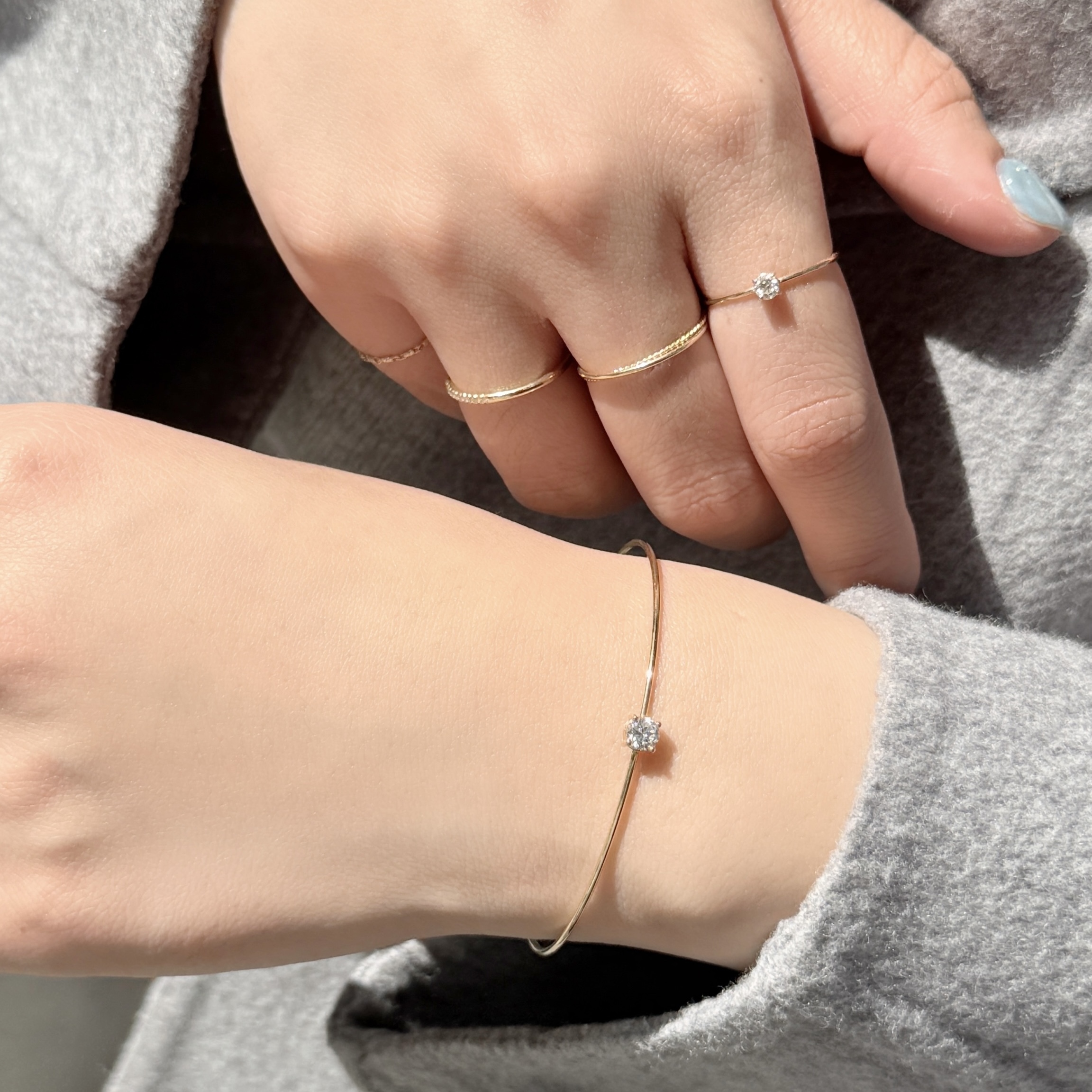 14K經典四爪真鑽記憶手鐲