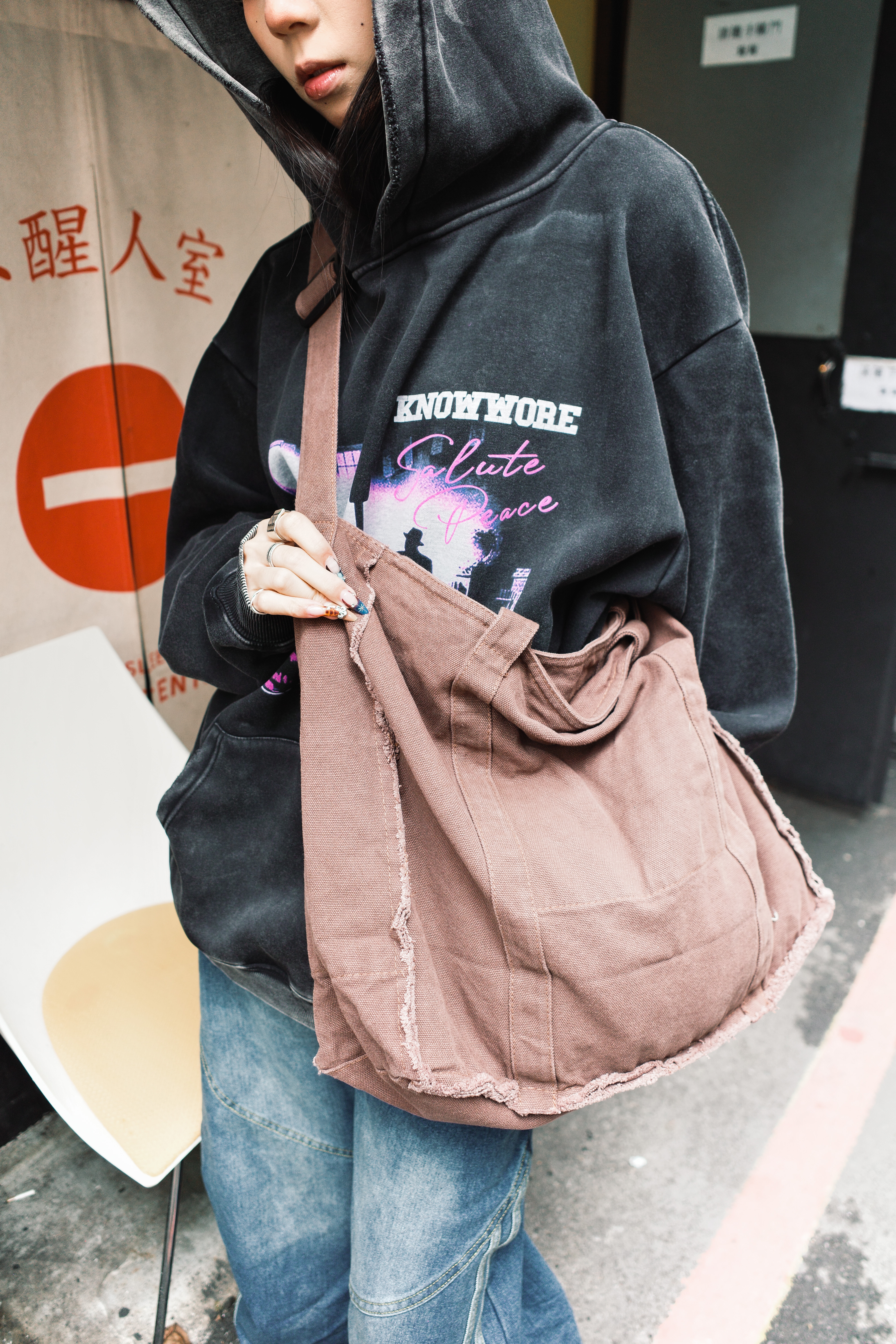 『Always_Good』水洗 毛邊 做舊 帆布 側背包