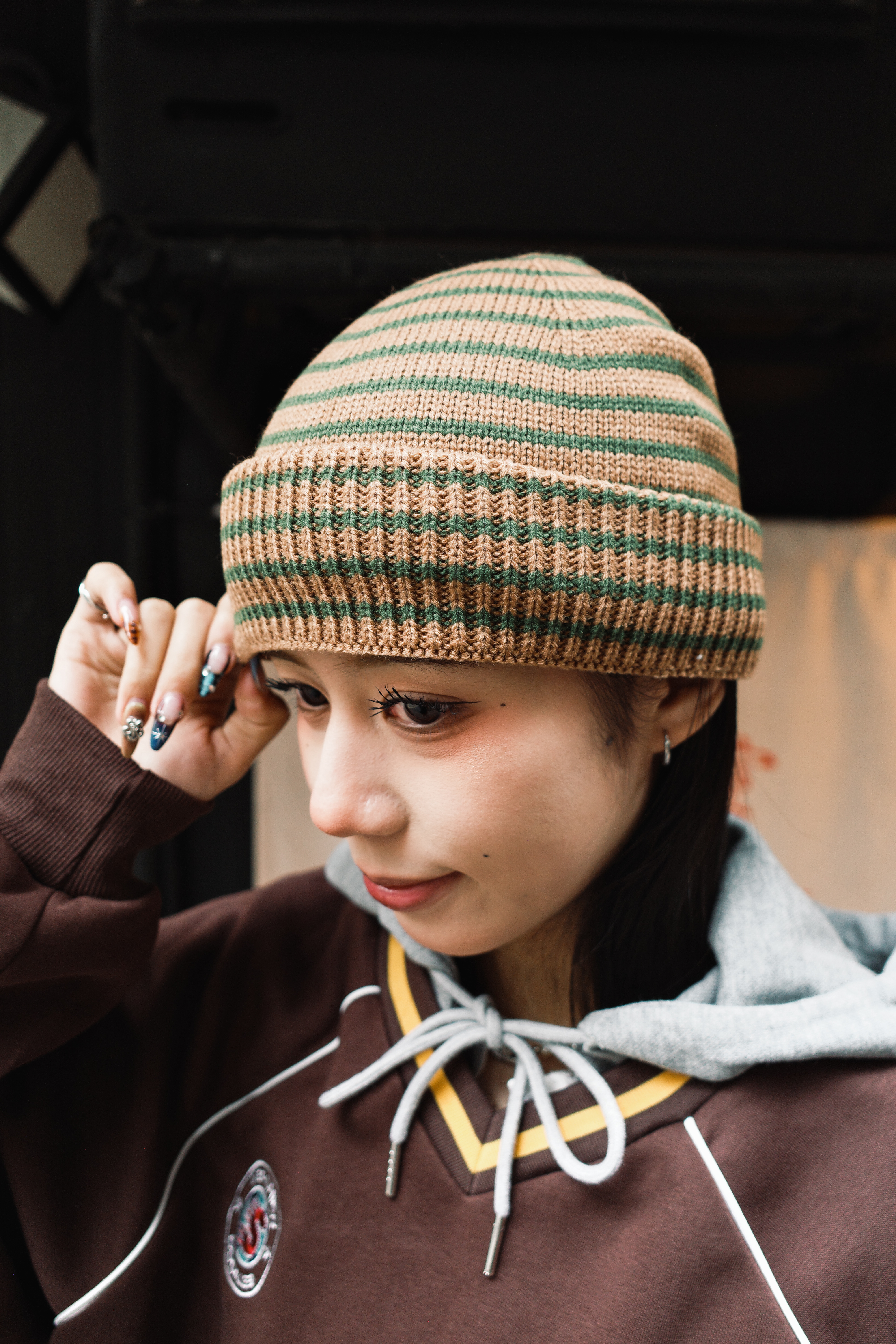 『Always_Good』橫條紋 針織 毛帽