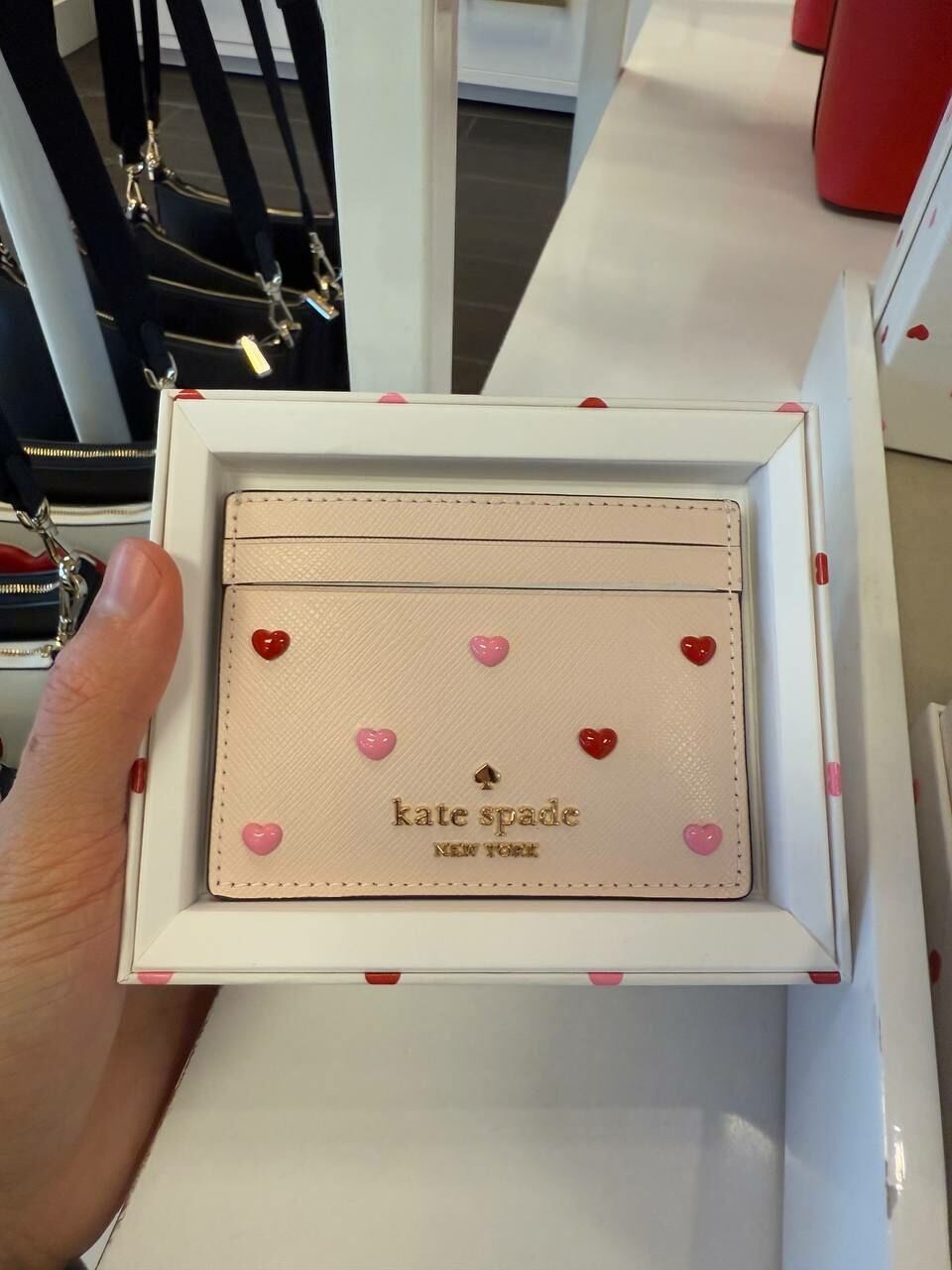 [U] KATE SPADE KK200 MADISON HEART STUDS BOXED SMALL, POWDERED S, 196021590733 (UK562)