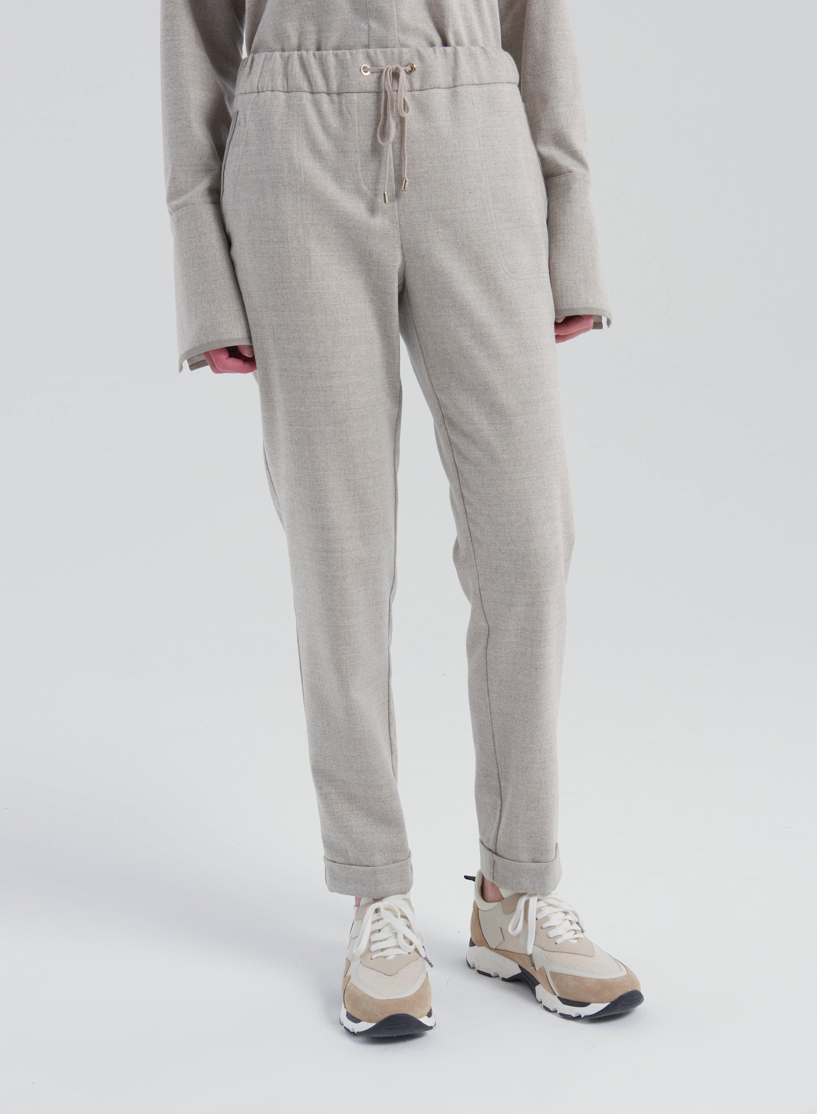 LORENA 拚色麂皮休閒鞋(卡其)