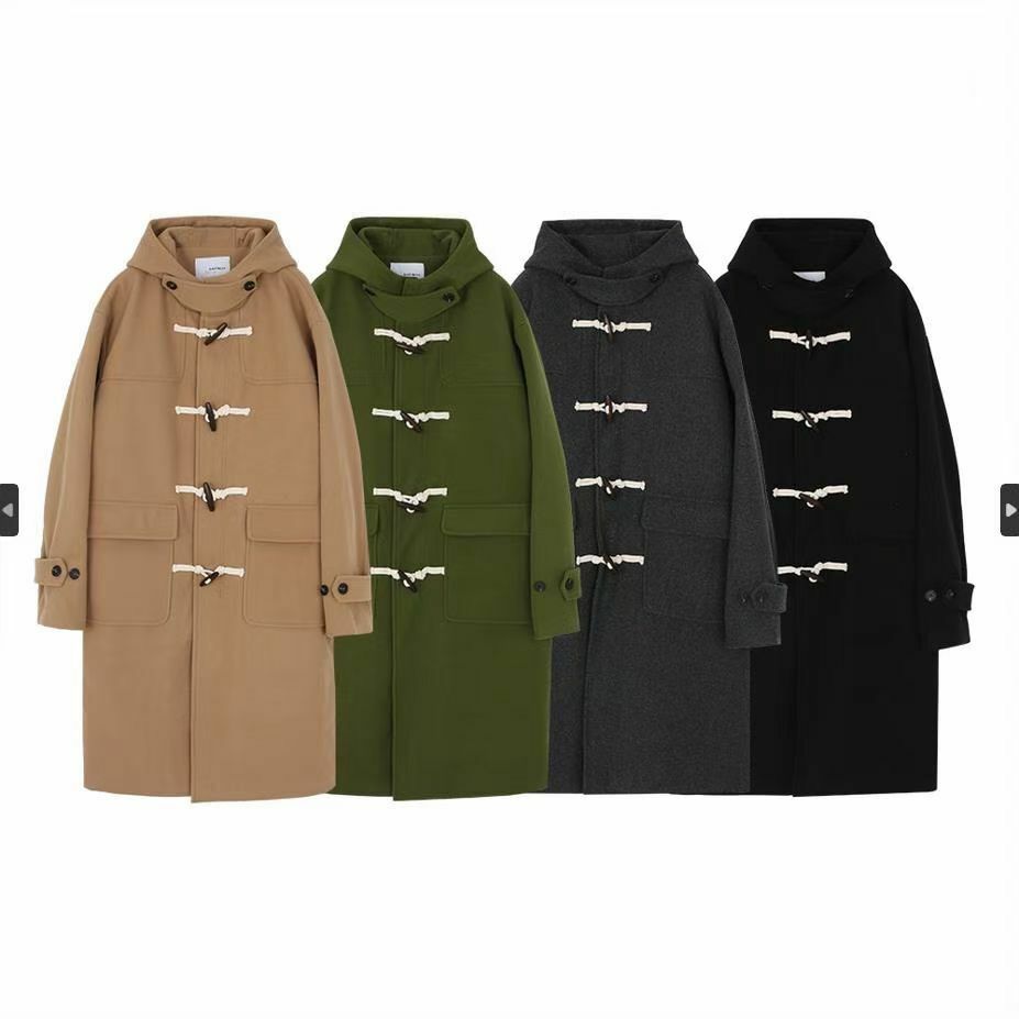 淨色連帽帶開胸長褸(夾棉) And More-057JK