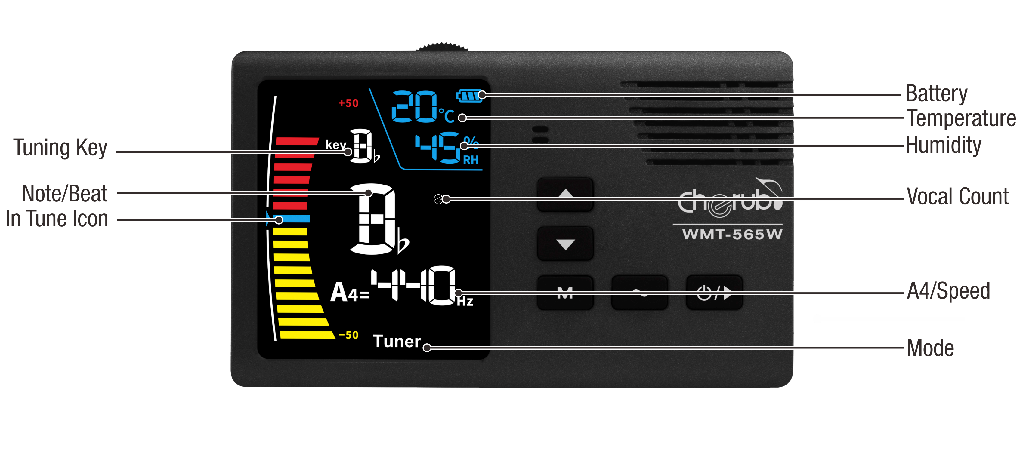 Cherub CHERUB WMT-565W 多功能調音器 溫度計 溼度計 節拍器 可調管樂 第 4 張圖片｜三峽銅管 / 管樂