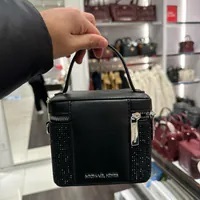 [S] MICHAEL KORS 35F4SD2C1S SANDRINE GLITTER SMALL BOX XBODY BAG,BLACK , 197853083783 (SMK1110)