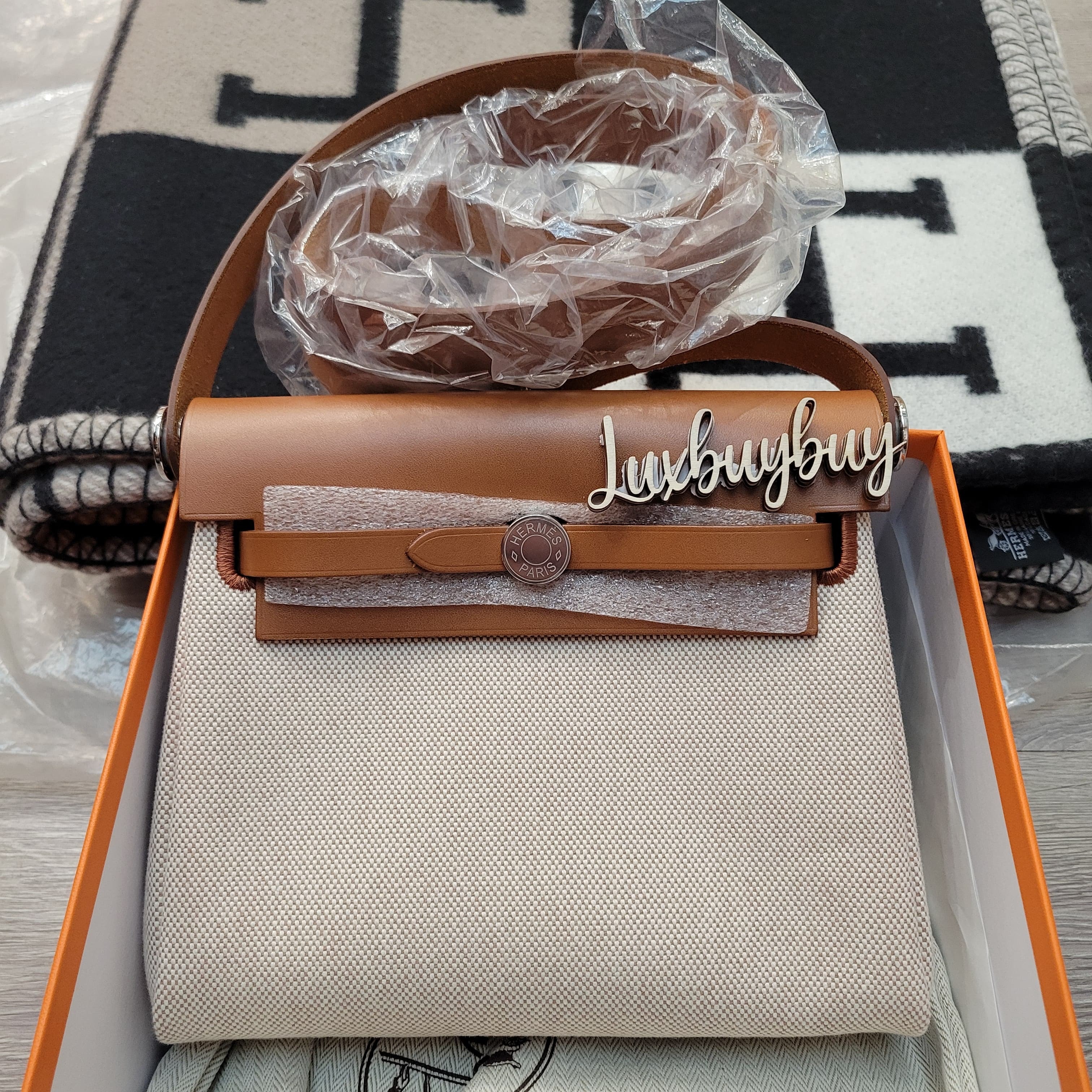 HERMES HERBAG ZIP 20 écru / beige / fauve CK MINI 銀扣