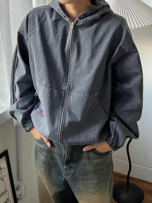 雙間洗水連帽拉鍊外套 And More-065JK