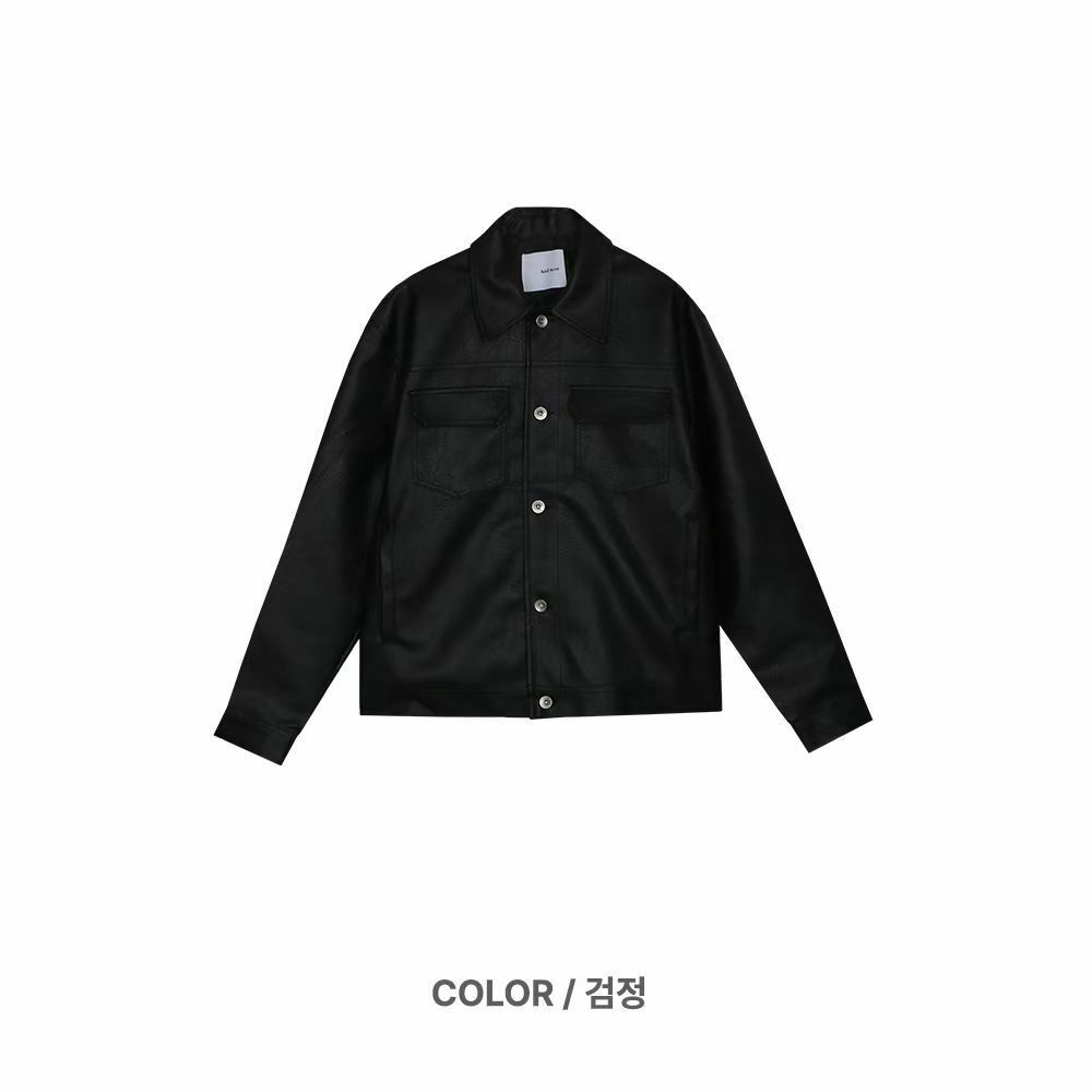 反領開胸合成皮褸 And More-067JK