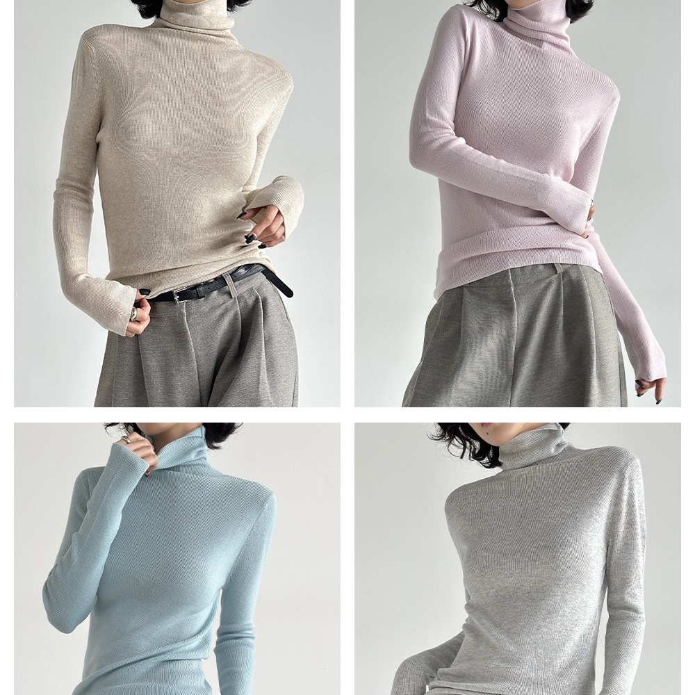 氣質薄款高領針織上衣