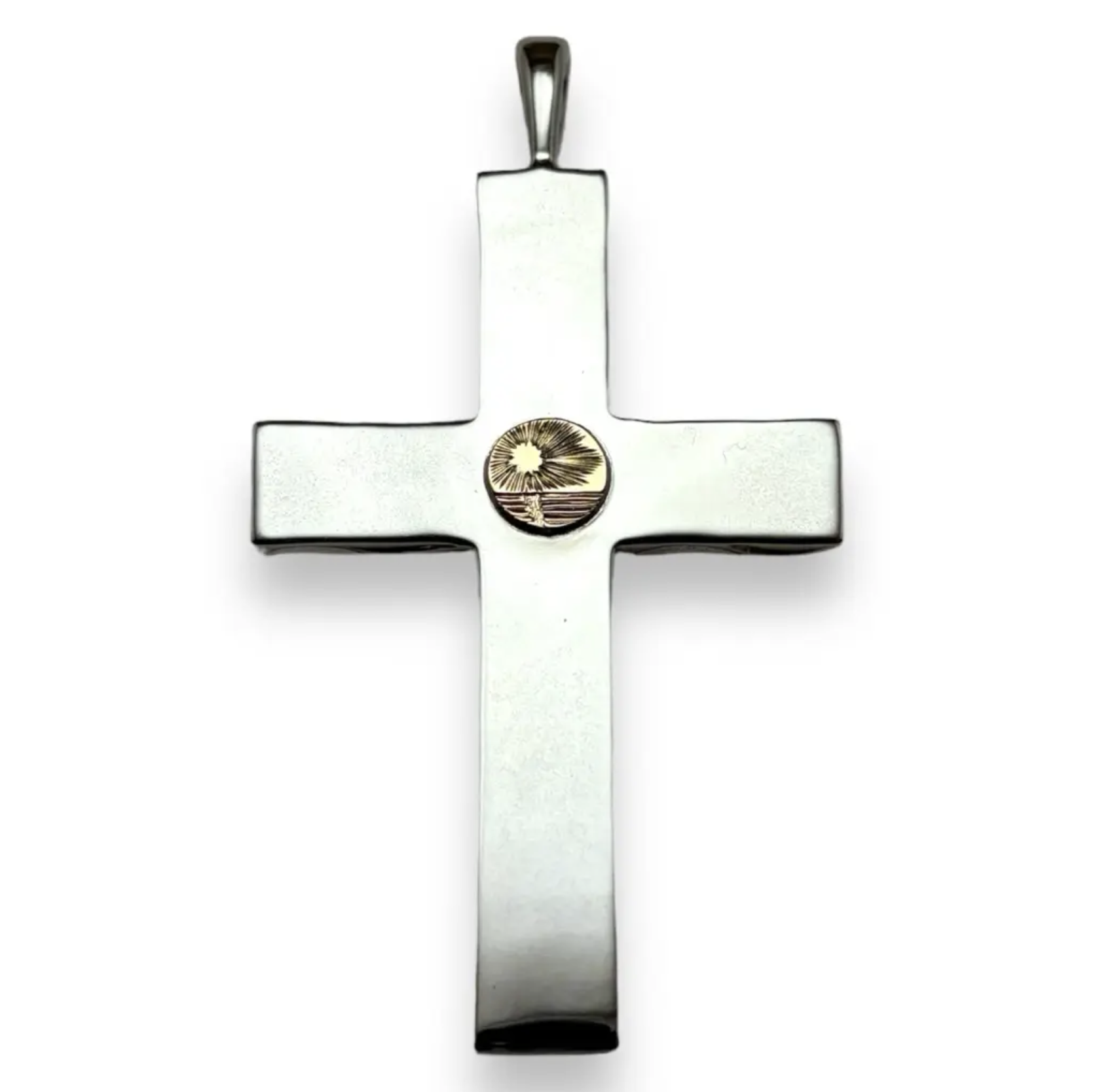 <pre> 鳴島翔 K18 Kaila motif cross pendant (plain side wave)</pre>