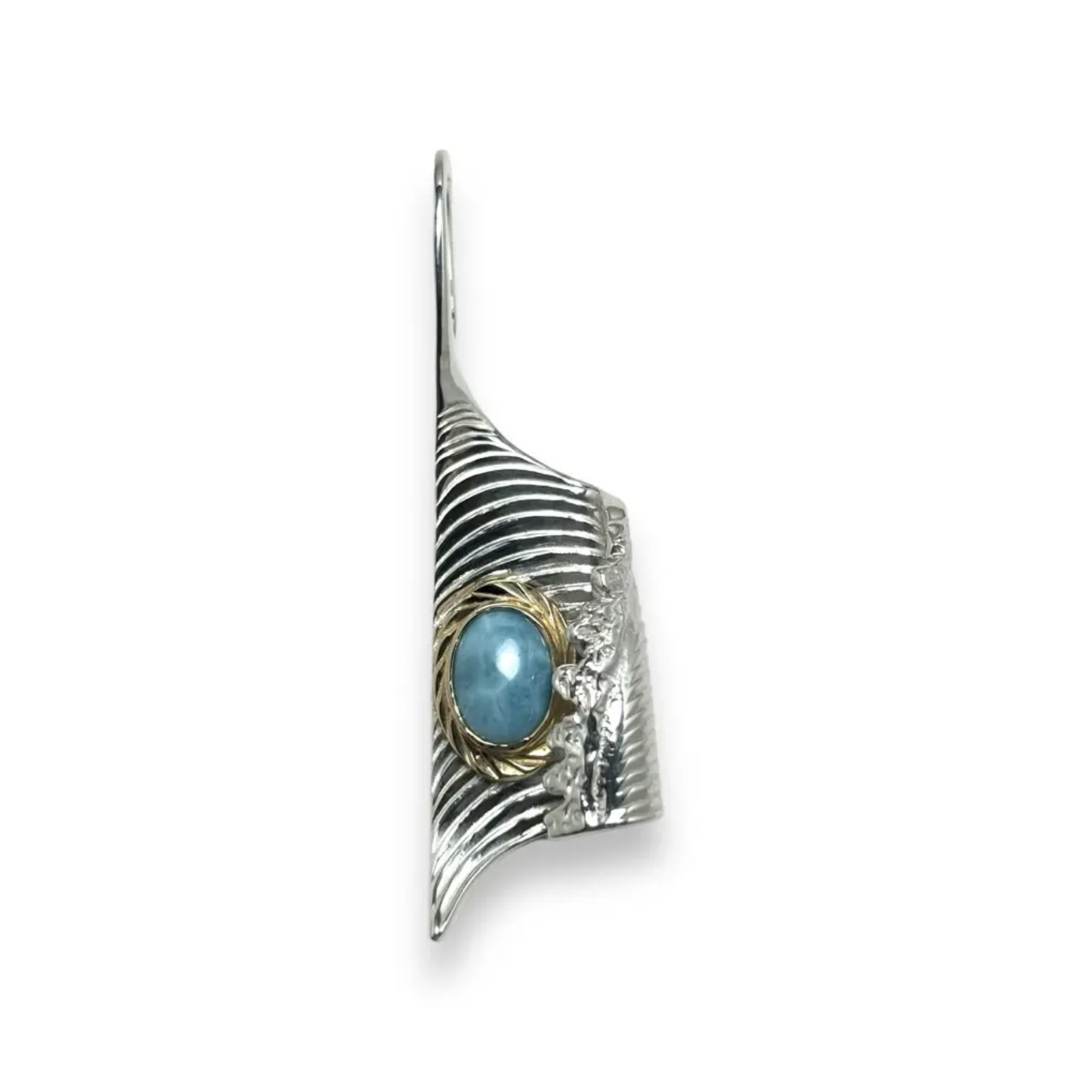 Wave Pendant  Larimar/K18 covered ring