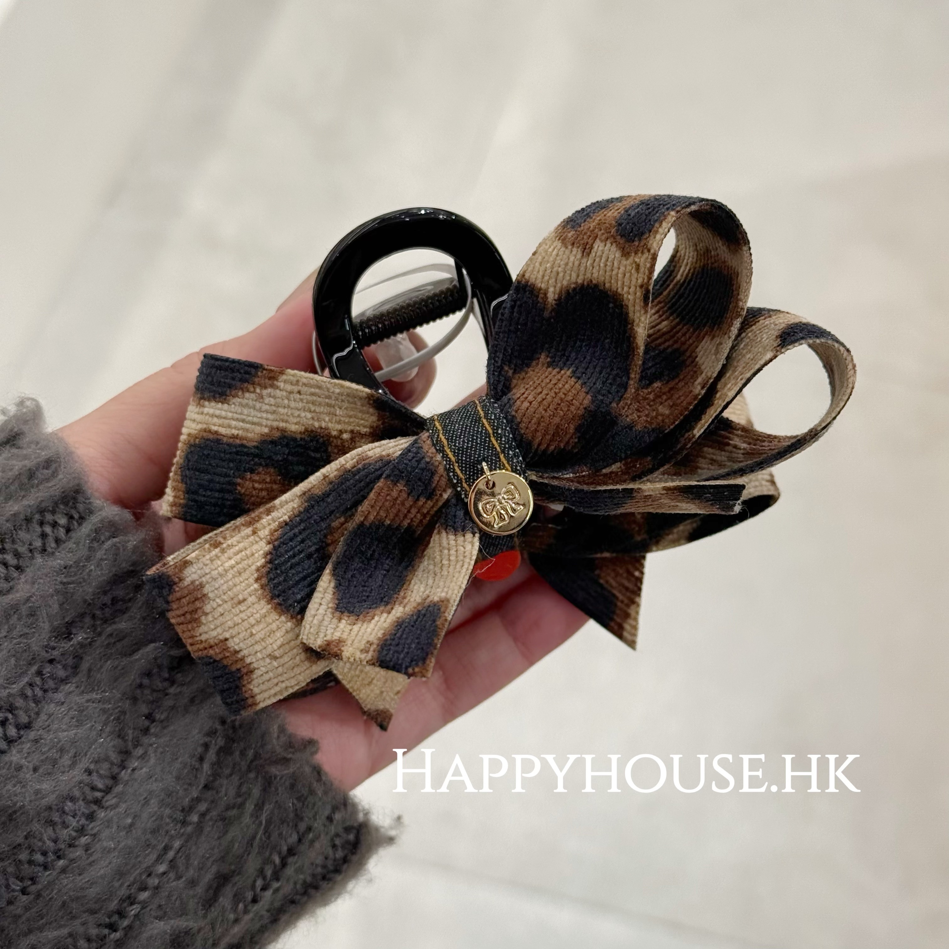 兩色豹紋蝴蝶結抓夾