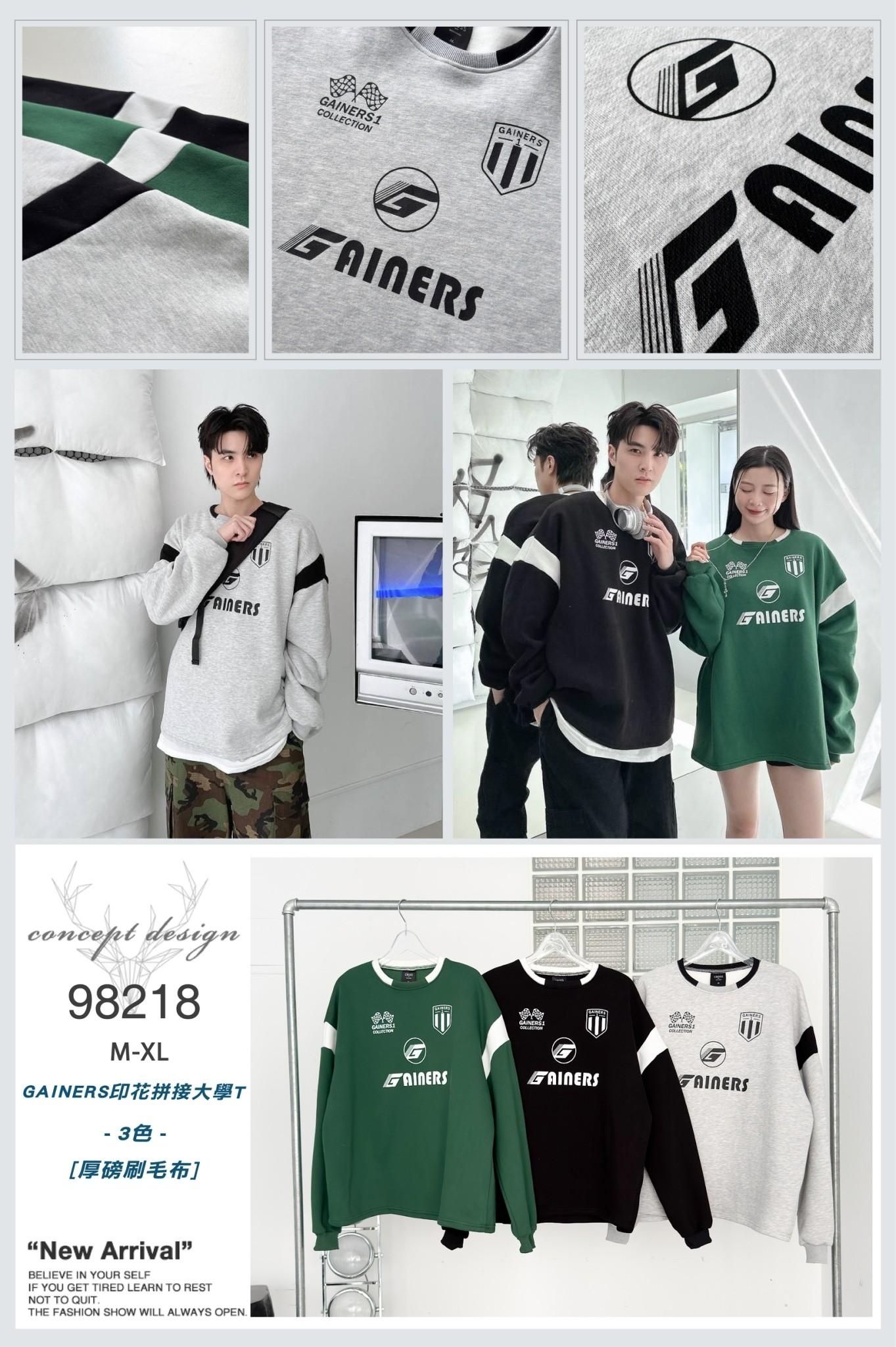 Gainers 印花拼接大學T 98218