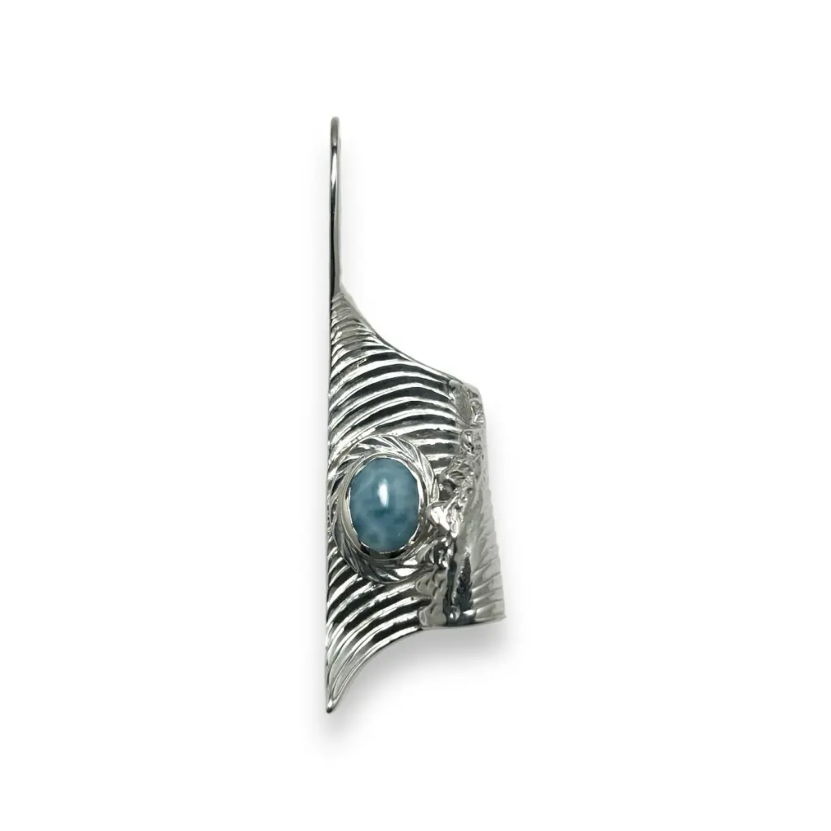 wave Pendant  Larimar /SV covered ring