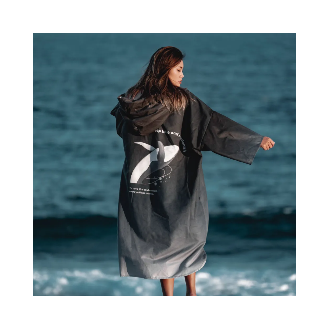 ▲ LAZULI  保暖防風強力吸水毛巾衣(薄款) 漸層黑(缺貨)