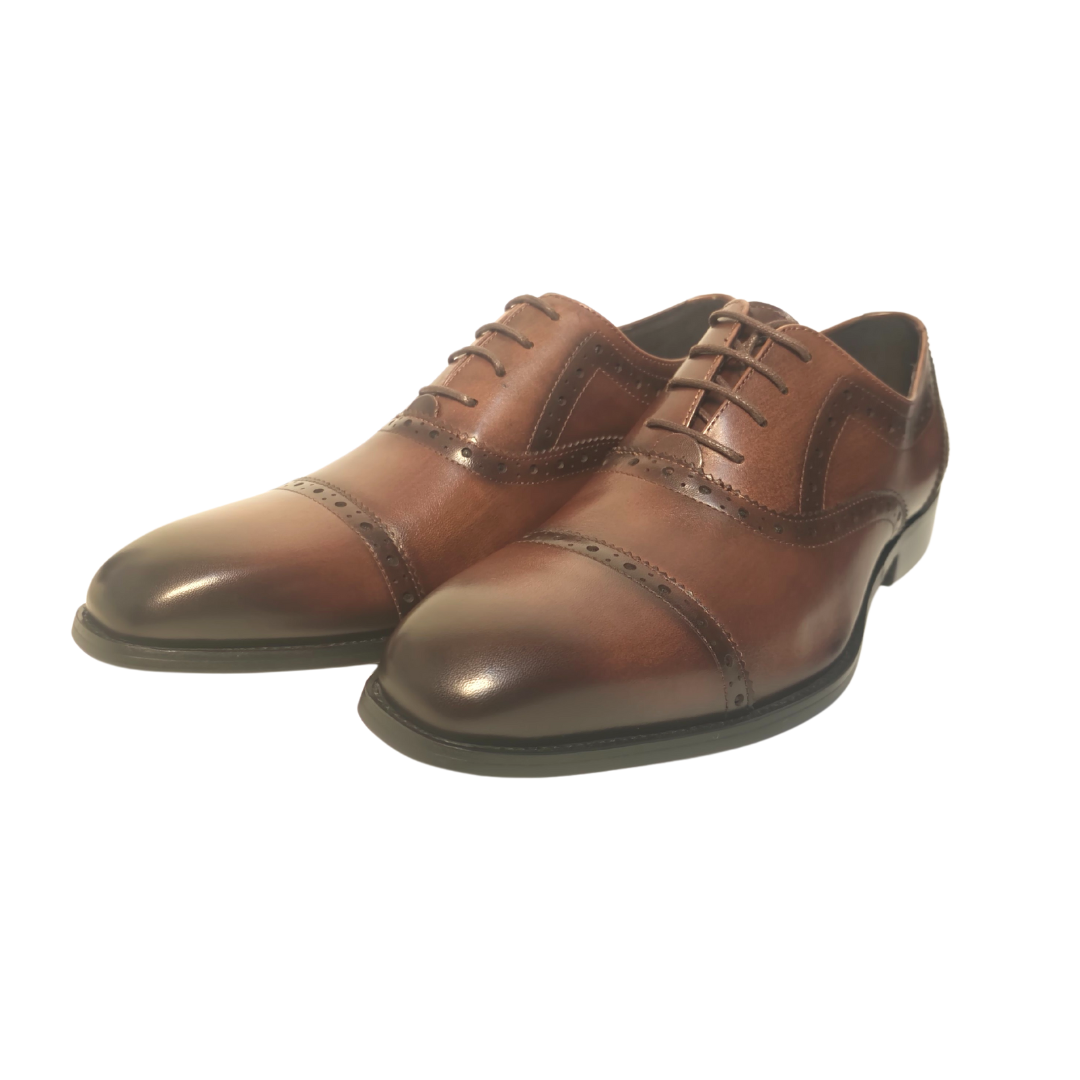 Revic 男裝皮鞋 | OF-31｜棕色橫飾牛津皮鞋