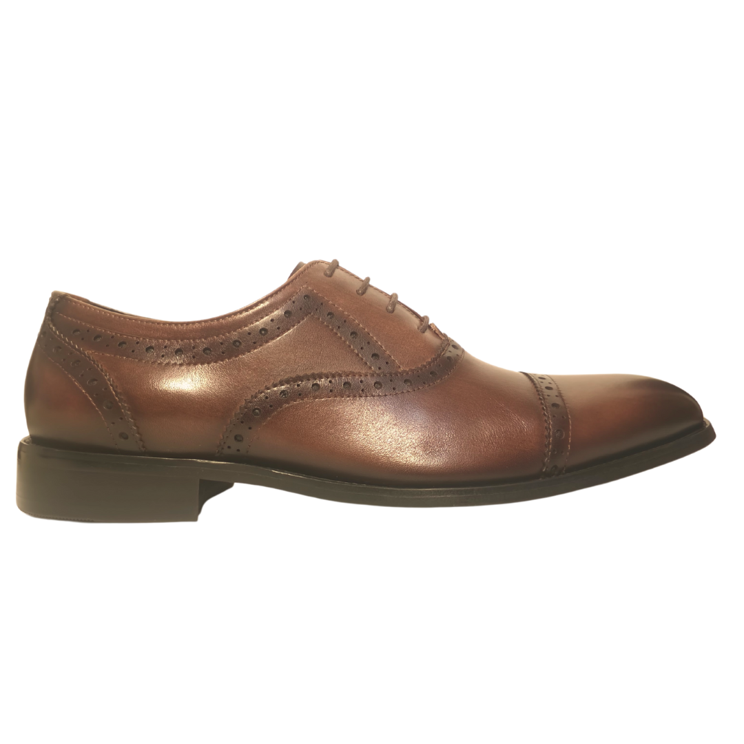 Revic 男裝皮鞋 | OF-31｜棕色橫飾牛津皮鞋