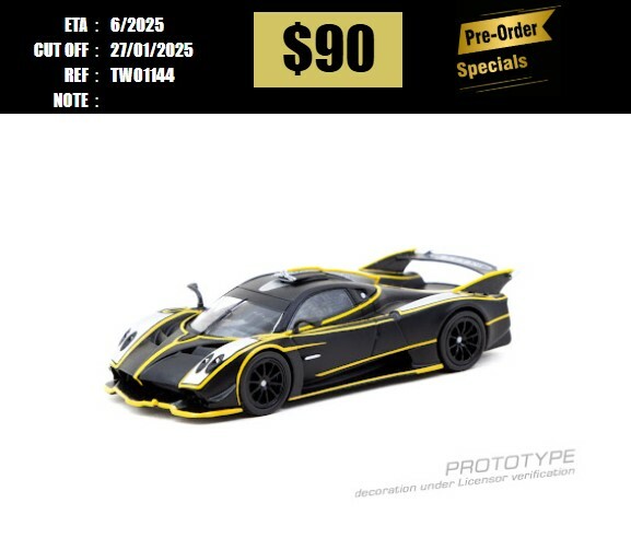 PO-$90 * TARMAC * 1:64 Pagani Huayra R Matt Black / Silver [OD14/01]