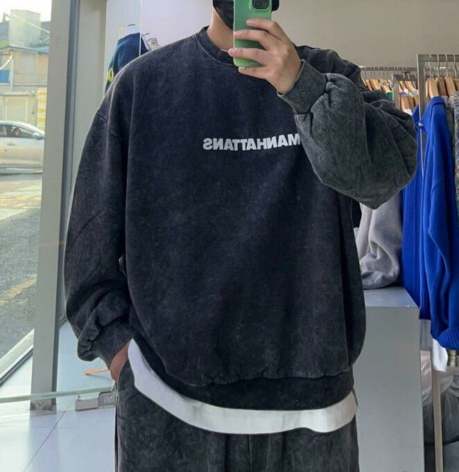 洗水英文字衛衣 manhattans-027T