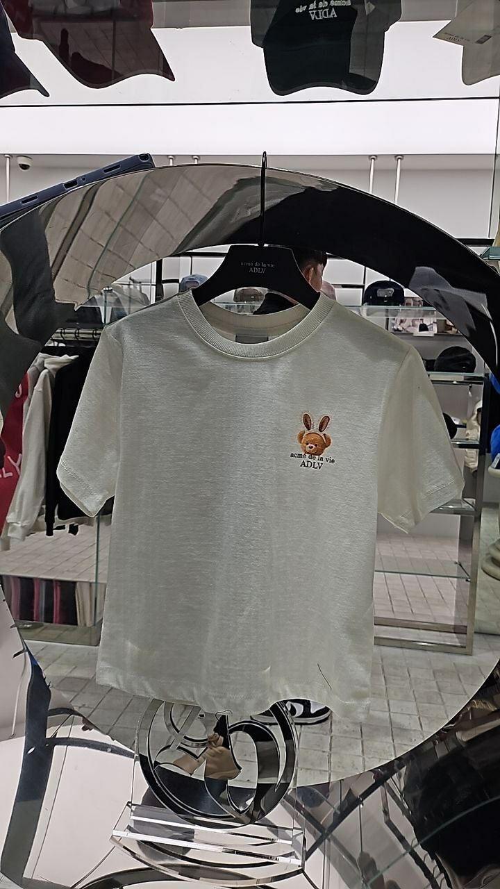 [K] ADLV KID'S RABBIT BEAR DOLL LOGO SHORT SLEEVE T-SHIRT,CREAM, 24FW-TP-SS-KD-KRB-CRM (KAV1464)