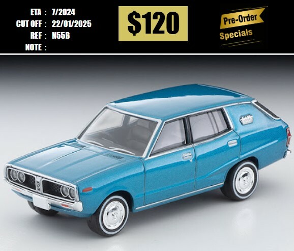 PO-$120 * TOMYTEC * 1:64 LV-N55b NISSAN SKYLINE WAGON 1800 SPORTY GL (Blue) 1972 [OD14/01]