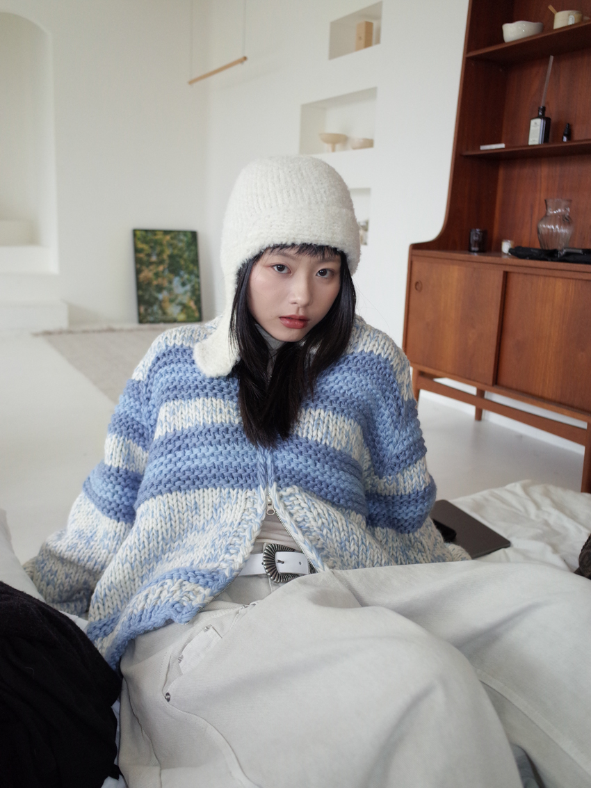 teddy fur single button wool aviator hat