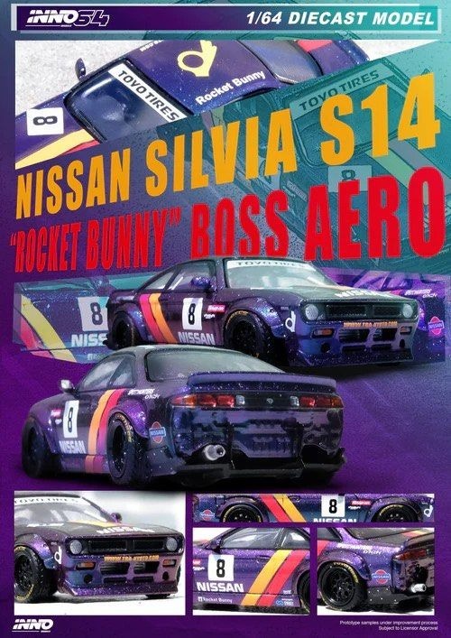 INNO64 日產 NISSAN SILVIA (S14) BOSS "ROCKET BUNNY" Purple