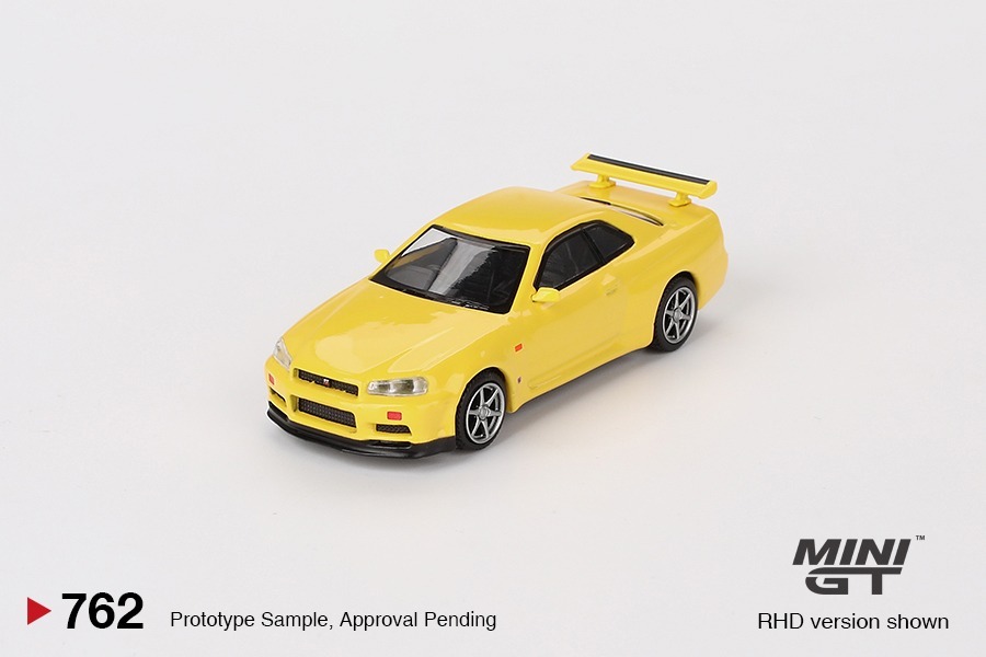 Mini GT 1/64 日產 Nissan Skyline GT-R (R34)&nbsp; V-Spec&nbsp; Lightning Yellow