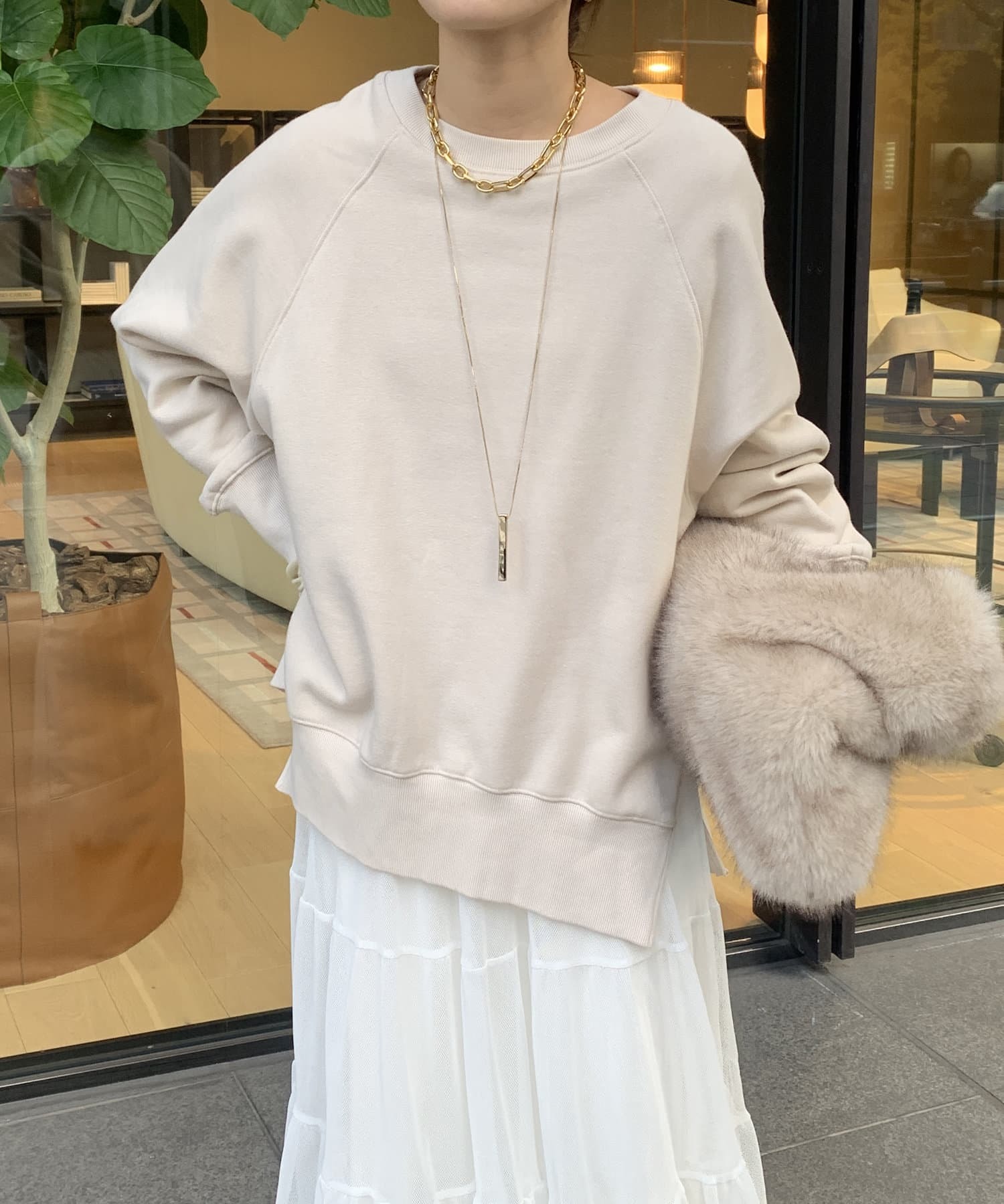 DOUDOU(ドゥドゥ)  裏起毛サイドジッププルオーバー米（DDZ1042506A0008）