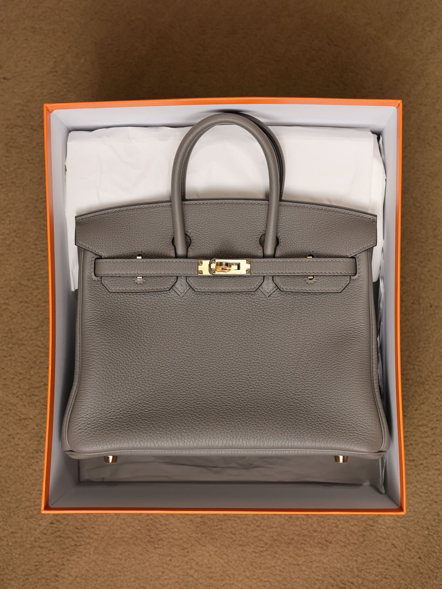 Birkin 25 0L gris meyer cc togo K