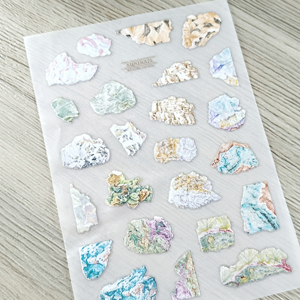 竹工凡花．礦石圖鑑 水晶轉印貼紙