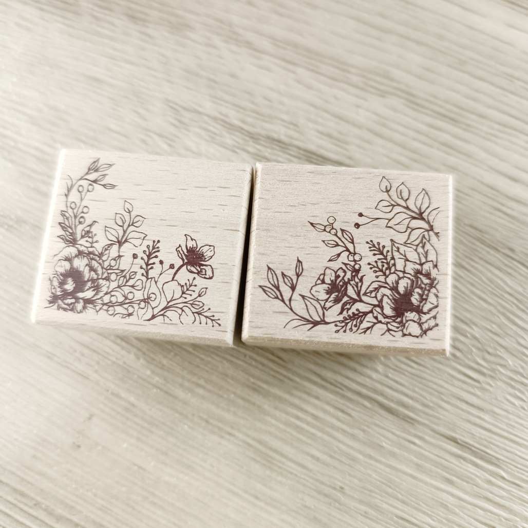 竹工凡花．Write in flowers 櫸木手帳印章 4款